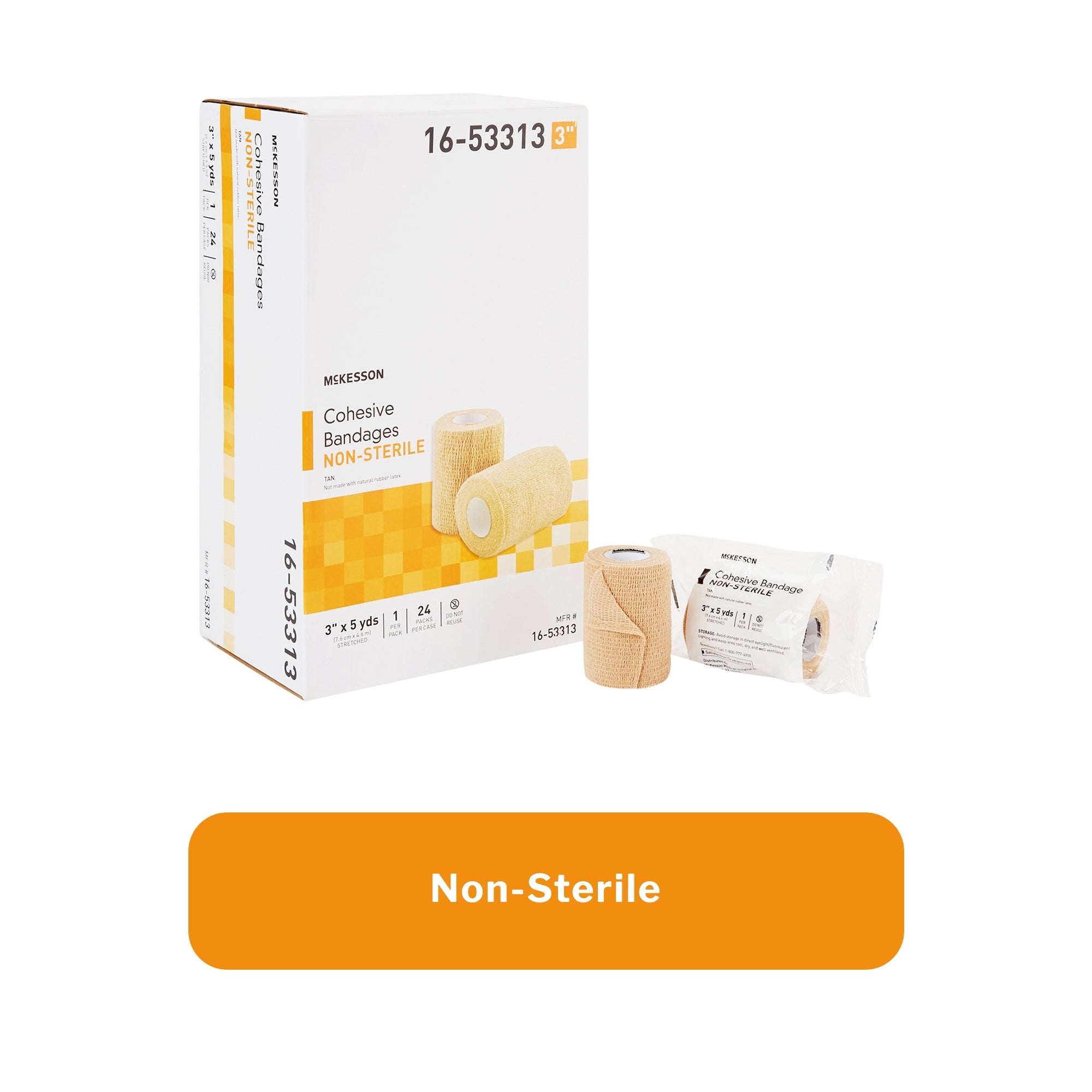 cohesive bandage mckesson 3 inch x 5 yard self adherent closure tan nonsterile standard compression packaging type each