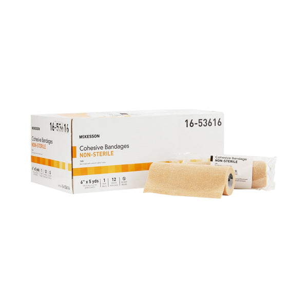 Cohesive Bandage McKesson 6 Inch X 5 Yard Self Adherent Closure Tan NonSterile Standard Compression