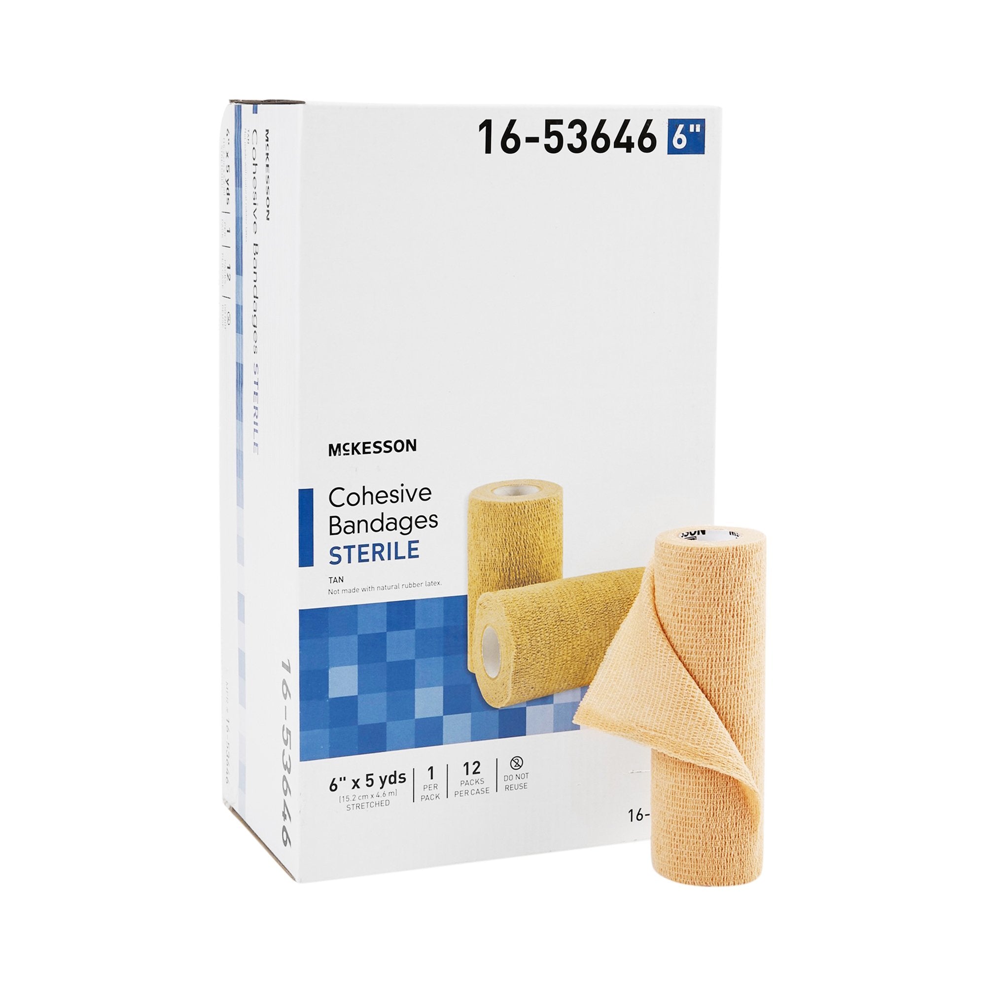 Cohesive Bandage McKesson 6 Inch X 5 Yard Self adherent Closure Tan Sterile Standard Compression