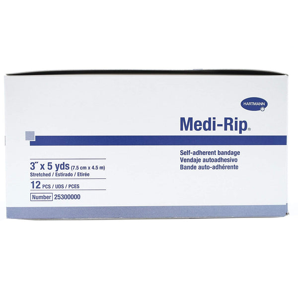 Cohesive Bandage Medi Rip 3 Inch X 5 Yard Self Adherent Closure Tan NonSterile Standard Compression
