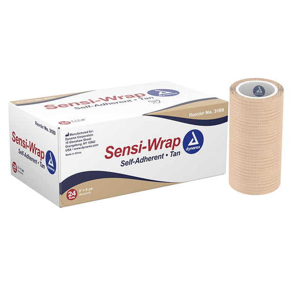 Cohesive Bandage Sensi Wrap 3 Inch X 5 Yard Self Adherent Closure Tan NonSterile Standard Compression
