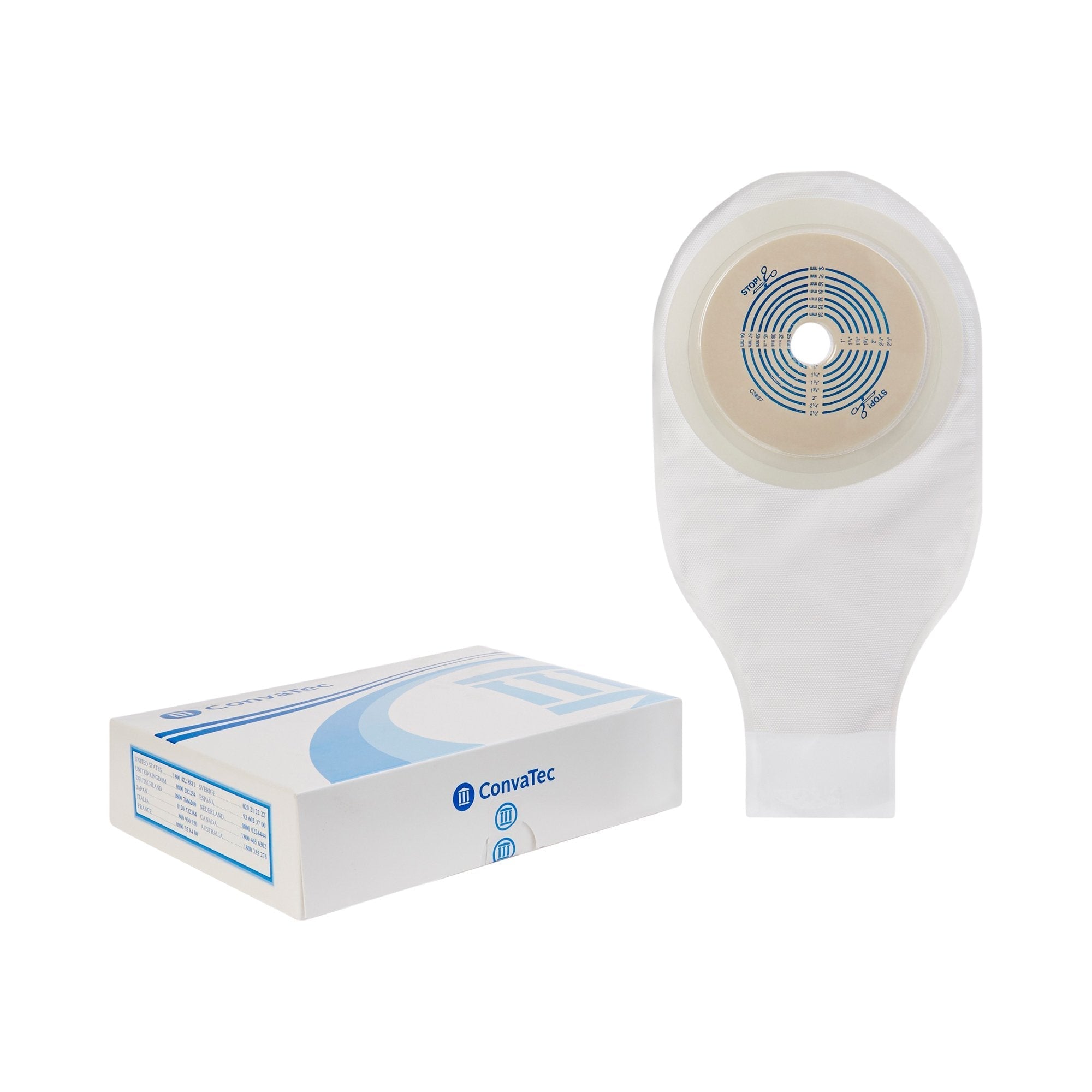 Colostomy Pouch ActiveLife One Piece System 12 Inch Length Flat, Trim to Fit 3/4 to 2 1/2 Inch Stoma Drainable