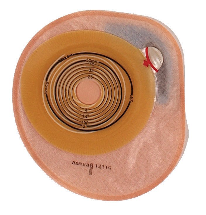 Colostomy Pouch Assura One Piece System 8 1/2 Inch Length, Maxi Convex Light, Trim to Fit 3/4 to 1 3/4 Inch Stoma Closed End