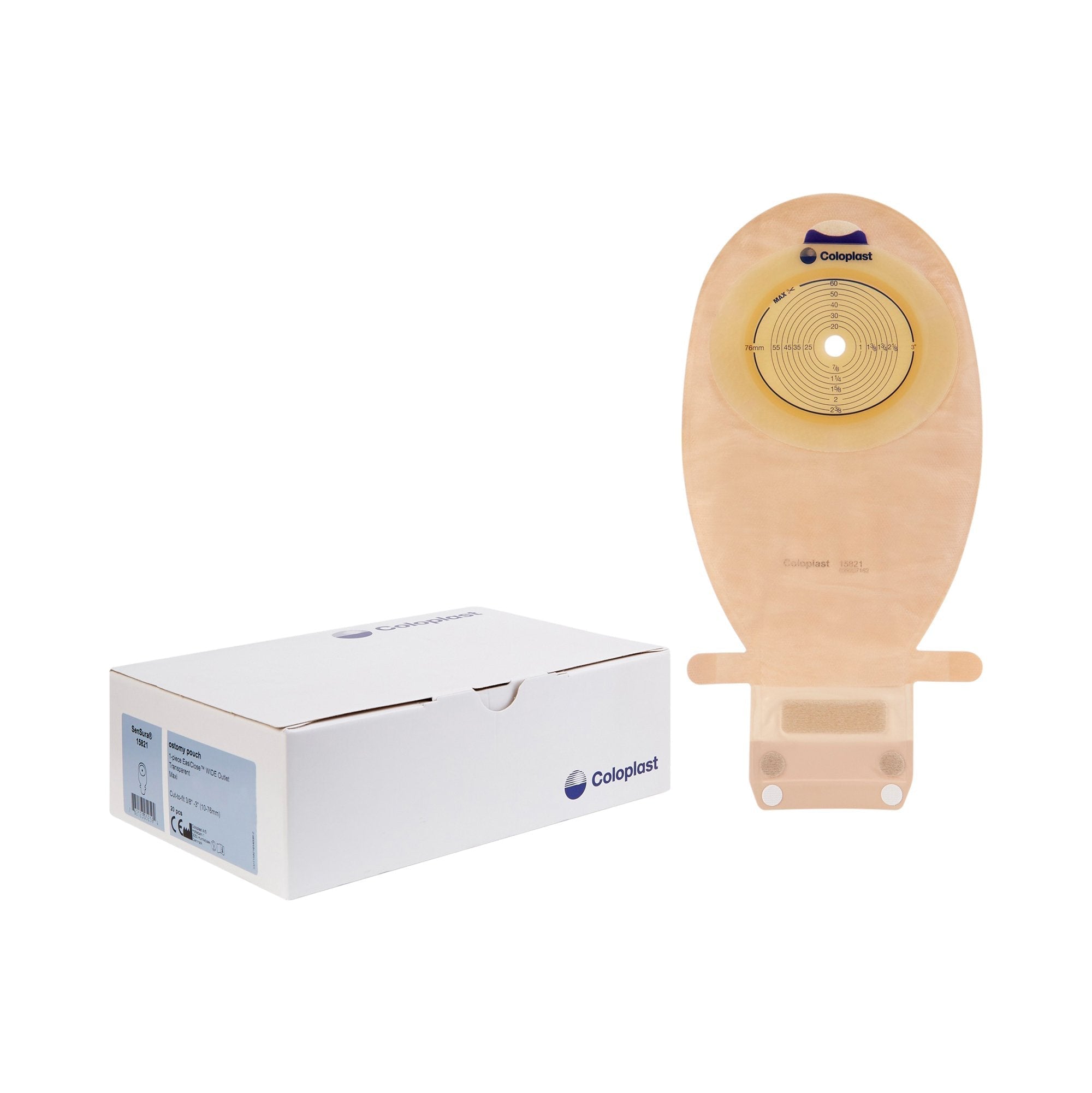 Colostomy Pouch SenSura One Piece System 11 1/2 Inch Length, Maxi Flat, Trim to Fit 3/8 to 3 Inch Stoma Drainable