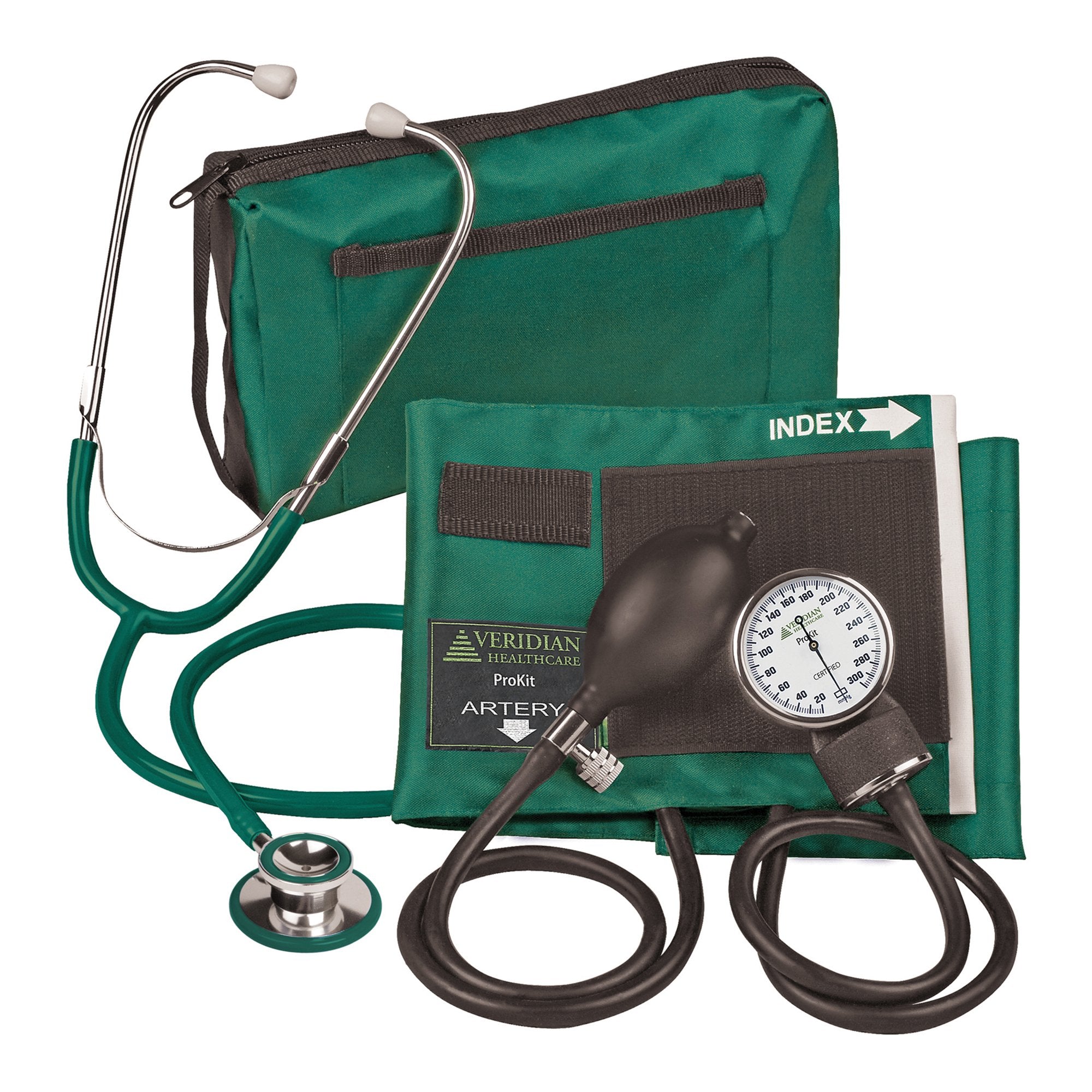 Reusable Aneroid / Stethoscope Set Veridian 27.9 to 41.6 cm Adult Cuff Dual Head General Exam Stethoscope