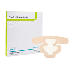 Foam Dressing ComfortFoam Border 5 X 8 Inch With Border Waterproof Backing Silicone Adhesive Elbow / Heel Sterile