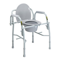 Commode Chair McKesson Drop Arms Steel Frame Back Bar 13 3/4 Inch Seat Width 300 lbs. Weight Capacity