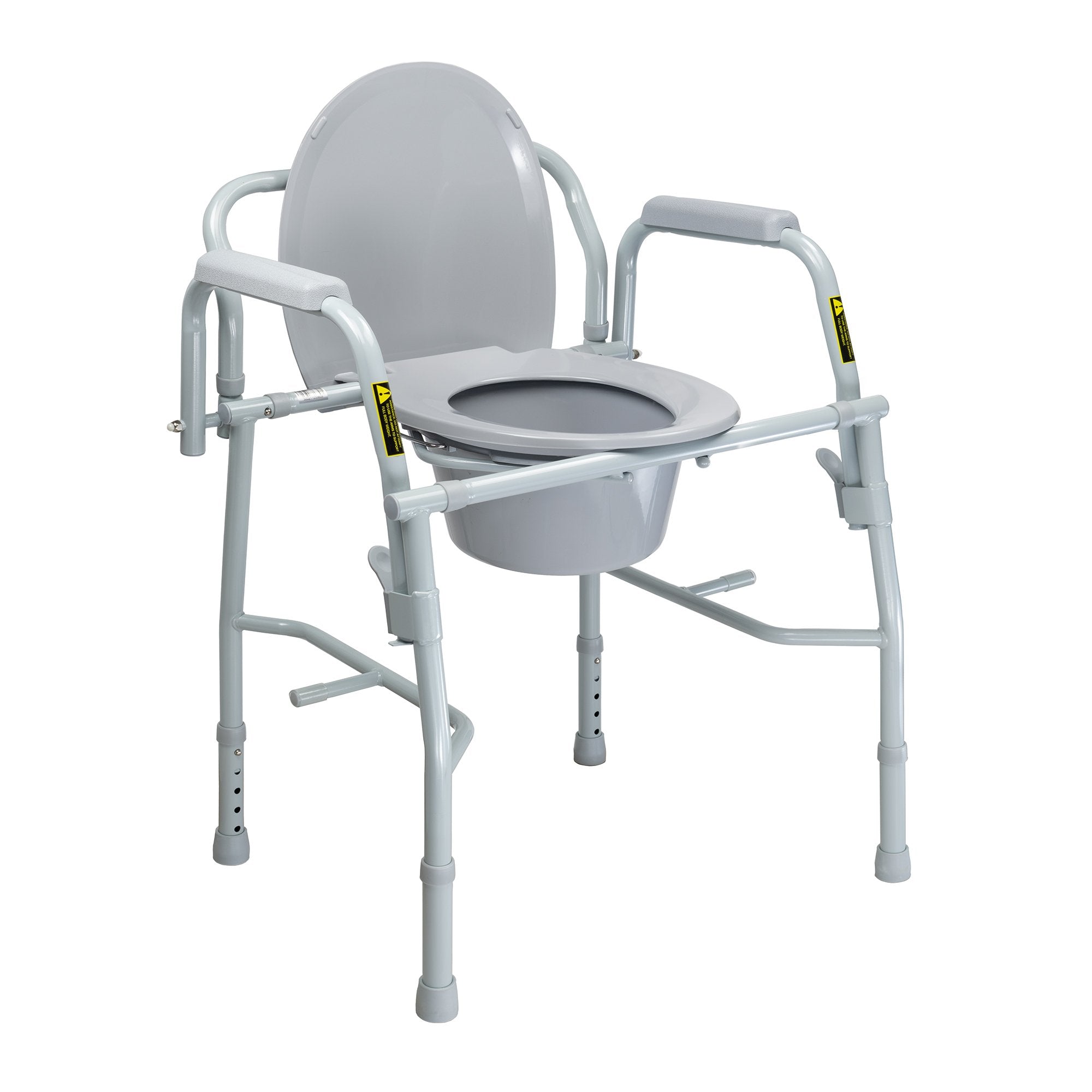 Commode Chair McKesson Drop Arms Steel Frame Back Bar 13 3/4 Inch Seat Width 300 lbs. Weight Capacity