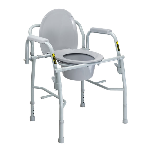 Commode Chair McKesson Drop Arms Steel Frame Back Bar 13 3/4 Inch Seat Width 300 lbs. Weight Capacity