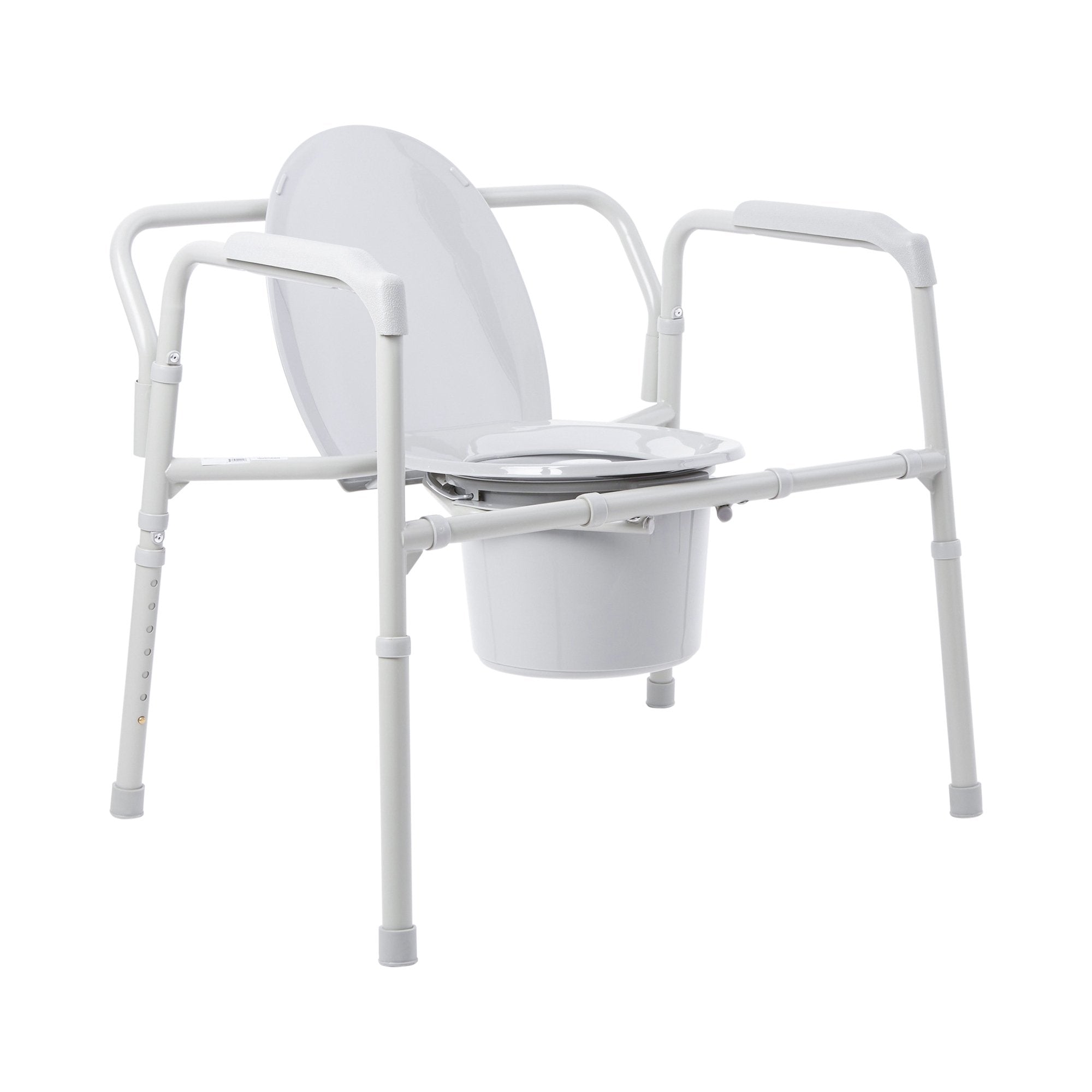 3 in 1 Commode Chair McKesson Fixed Arms Steel Frame Back Bar 13 3/4 Inch Seat Width 650 lbs. Weight Capacity