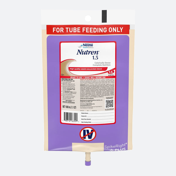 Tube Feeding Formula Nutren 1.5 Unflavored Liquid 1000 mL Ready to Hang Prefilled Container