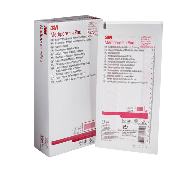 Composite Dressing 3M Medipore 3 1/2 X 8 Inch Rectangle Sterile Nonwoven Backing