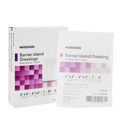 Barrier Island Composite Dressing McKesson 6 X 6 Inch Square Sterile Water Resistant Film Backing