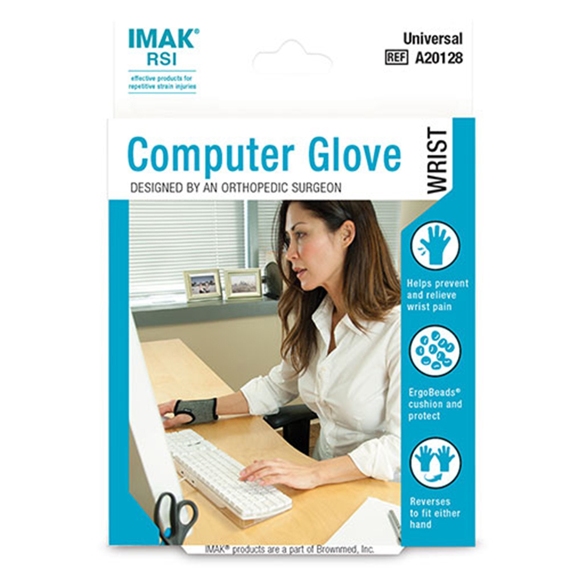 Computer Gloves IMAK RSI Low Profile Cotton / Elastic Left or Right Wrist Black / Gray One Size Fits Most