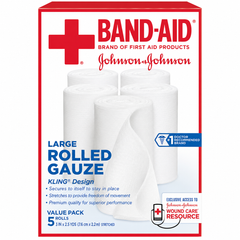 Band-Aid Kling Conforming Bandage – White Polyester/Rayon Sterile Roll, 4 in × 3-3/5 yd (5 per Pack)
