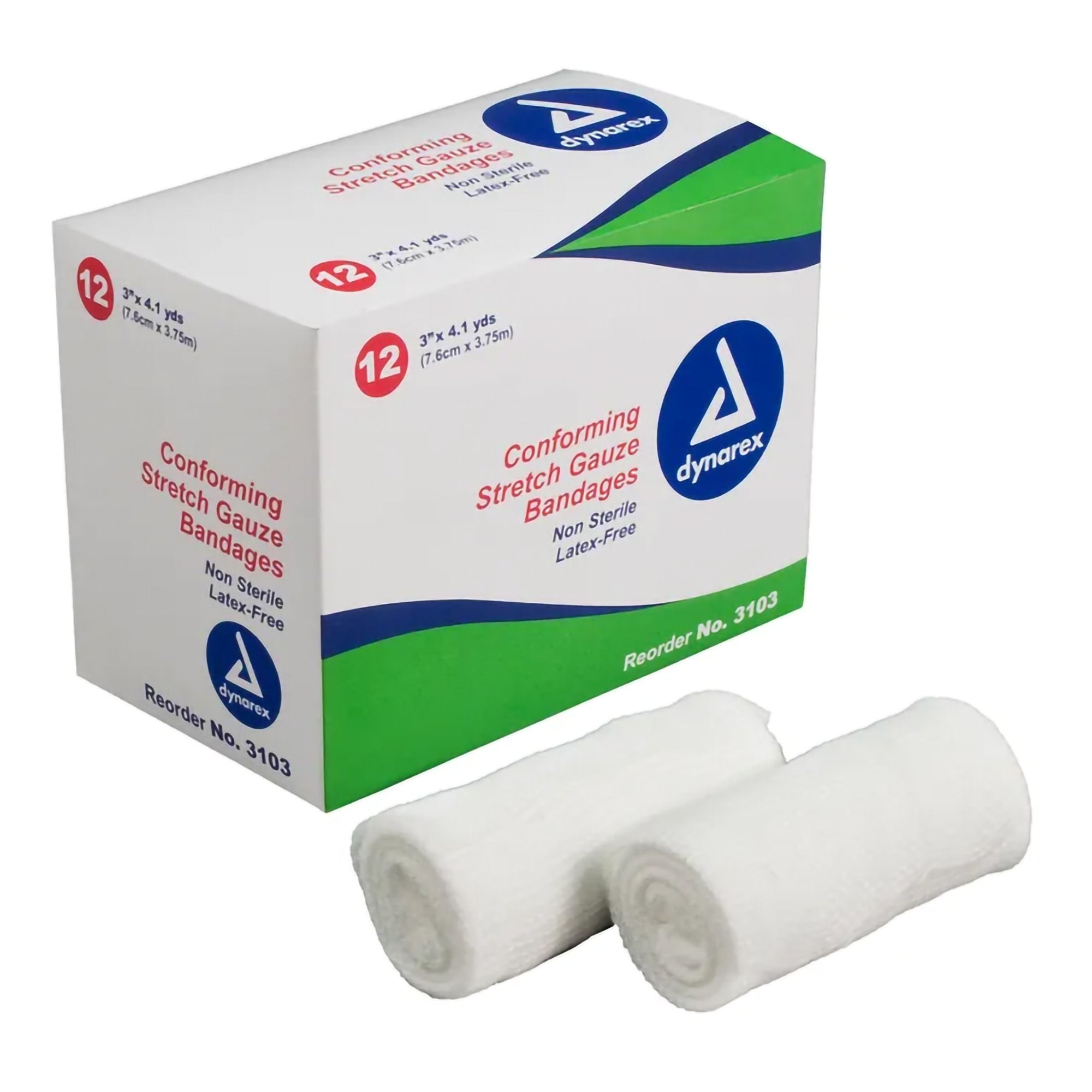 Conforming Bandage Dynarex 3 Inch X 4 1/10 Yard 1 Ply NonSterile 12 per Pack