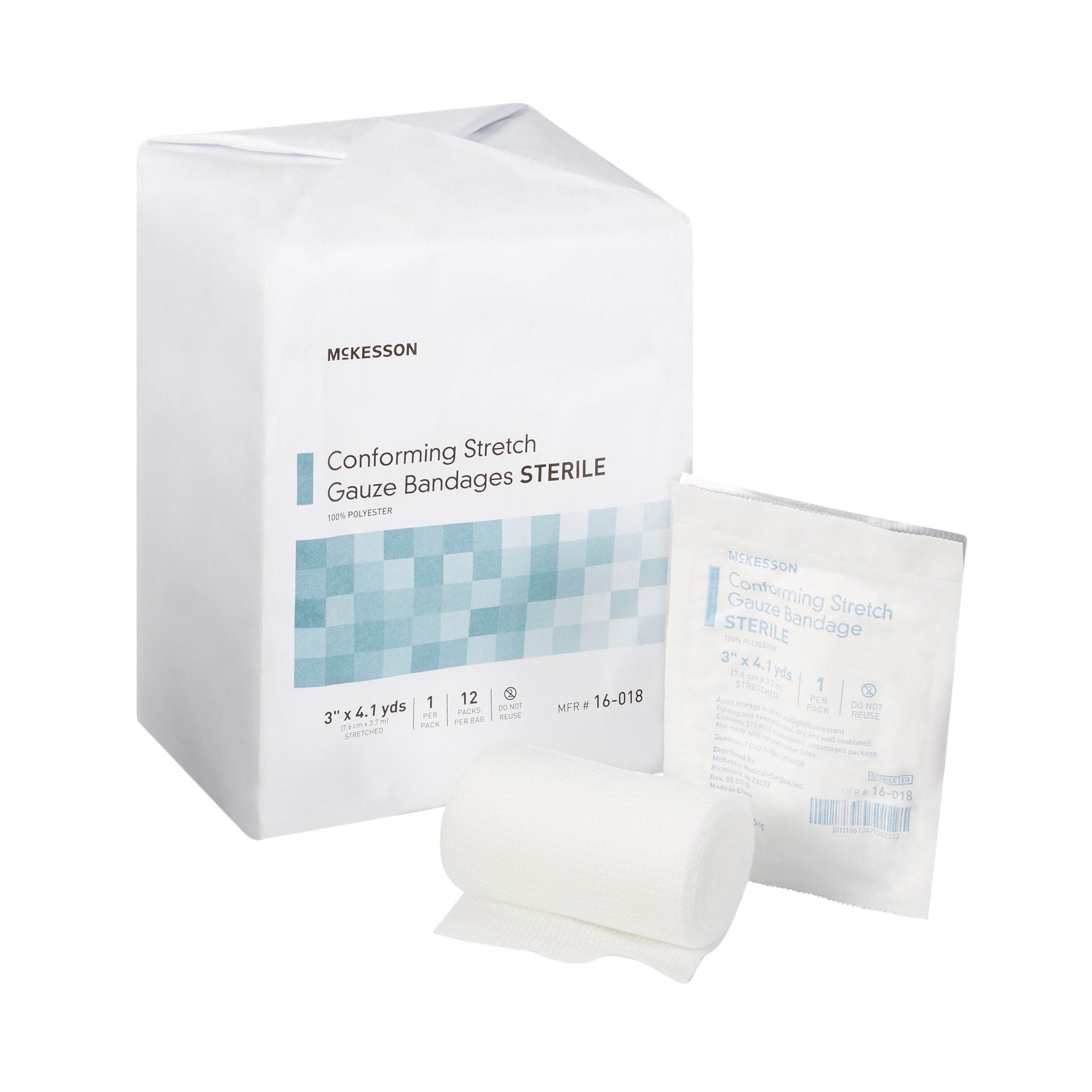 Conforming Bandage McKesson 3 Inch X 4 1/10 Yard Sterile 1 per Pack