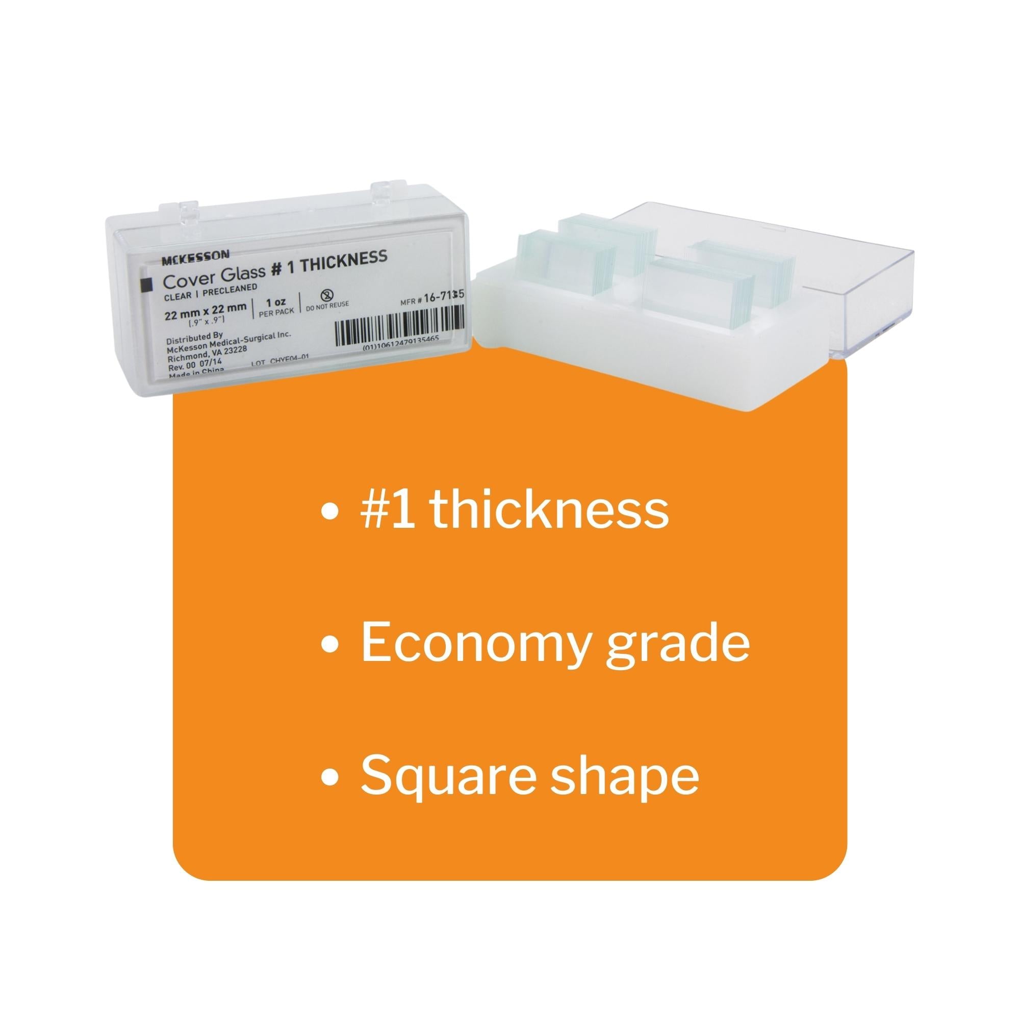 cover glass mckesson square no 1 thickness 22 x 22 mm packaging type box