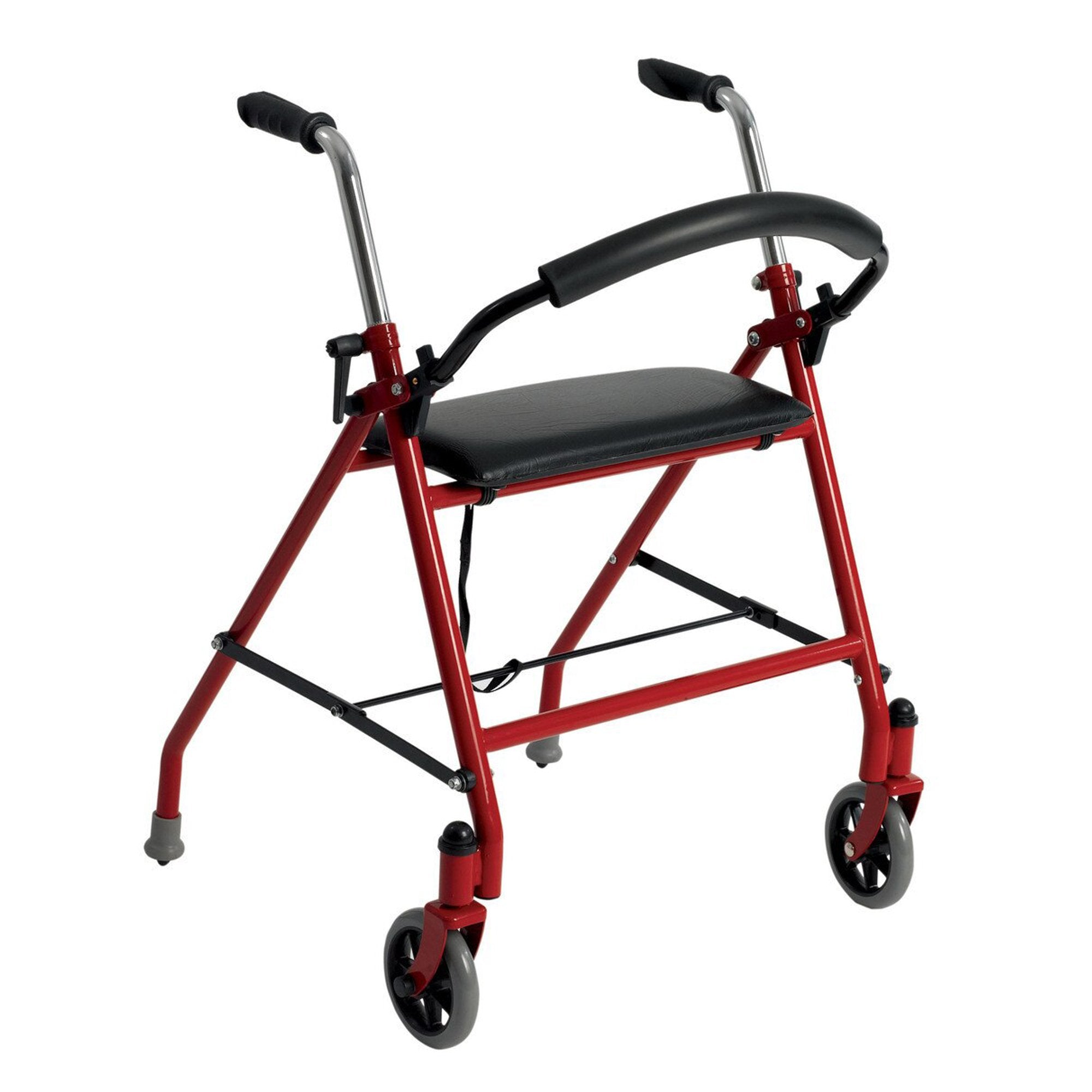 Dual Release Folding Walker with Wheels and Seat Adjustable Height drive Aluminum Frame 300 lbs. Weight Capacity 29 to 38 Inch Height