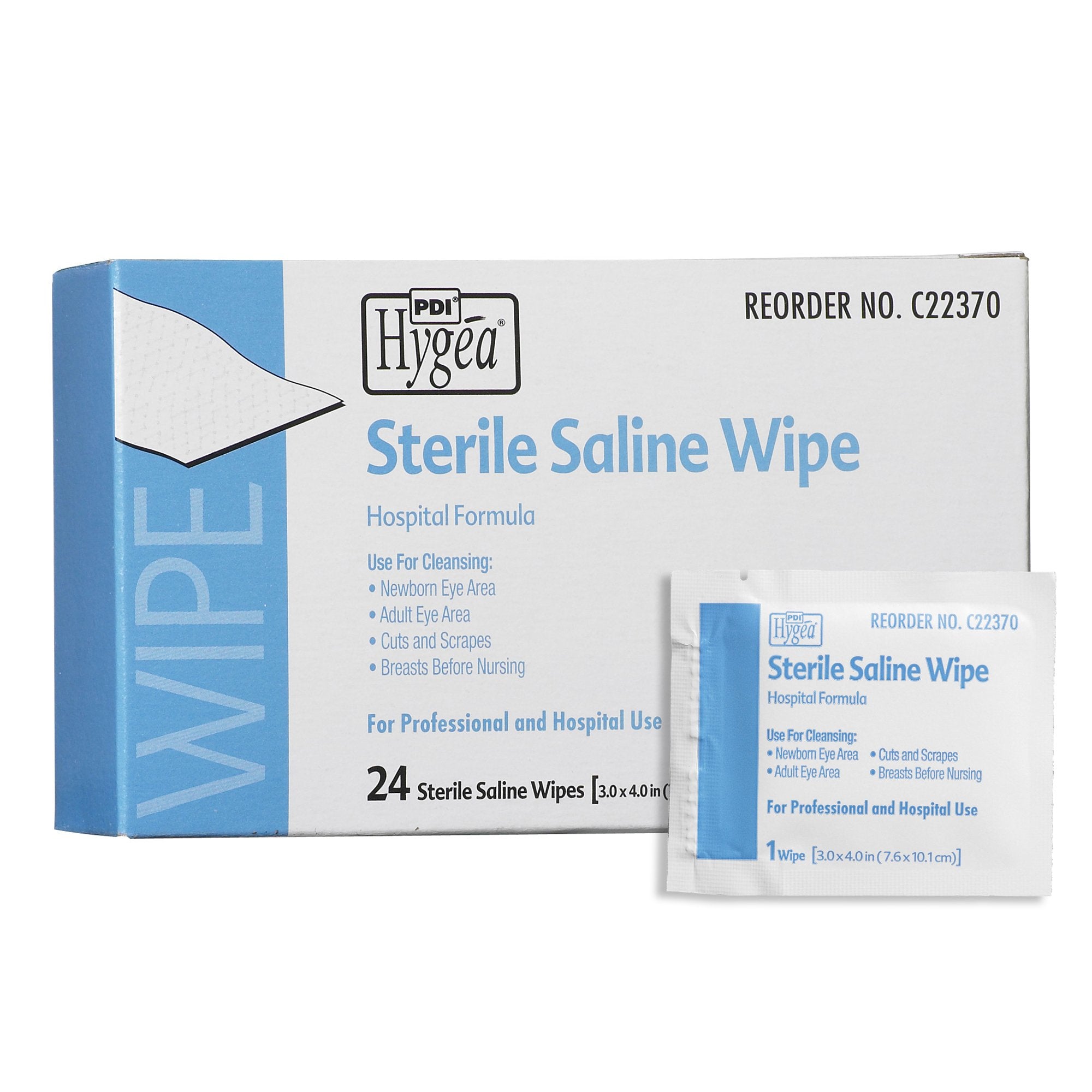 Saline Cleansing Towelette Hygea® Individual Packet Unscented 24 Count