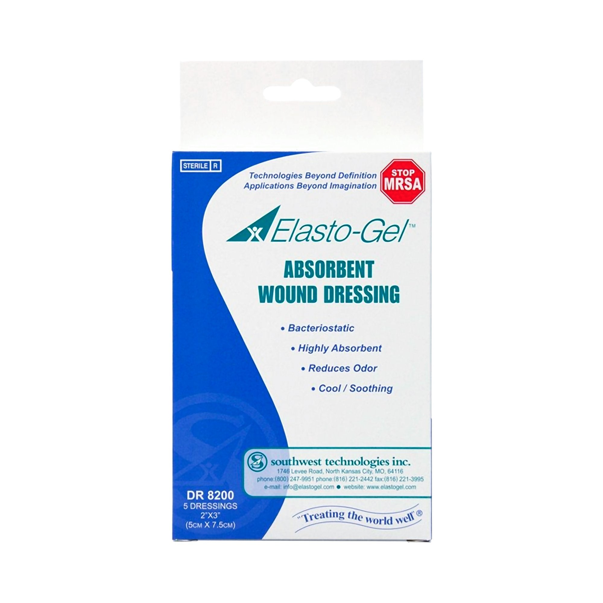 Bacteriostatic Wound Dressing Elasto-Gel™ 2 X 3 Inch Rectangle