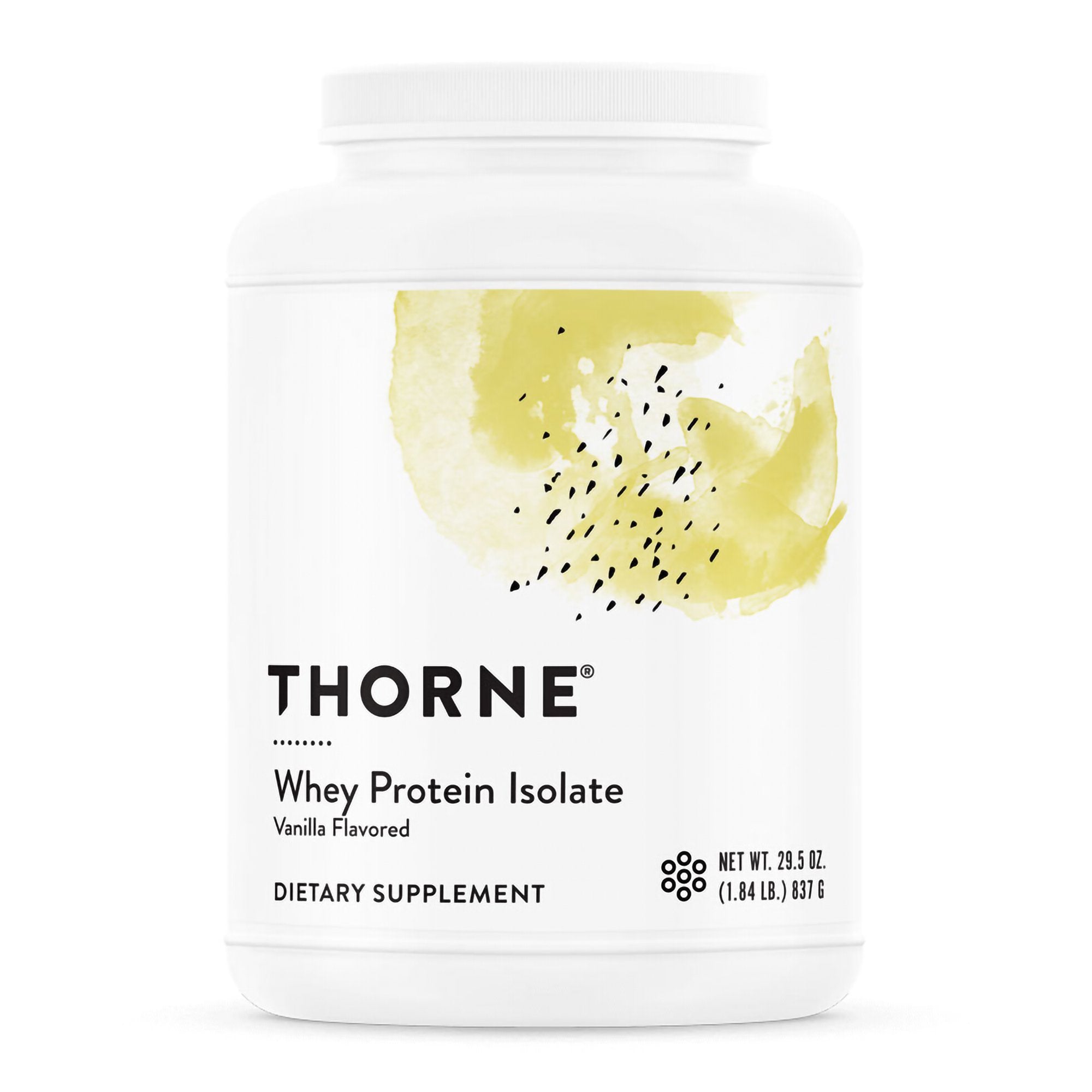 Oral Supplement THORNE® Whey Protein Isolate Vanilla Powder 29.5 oz. Canister