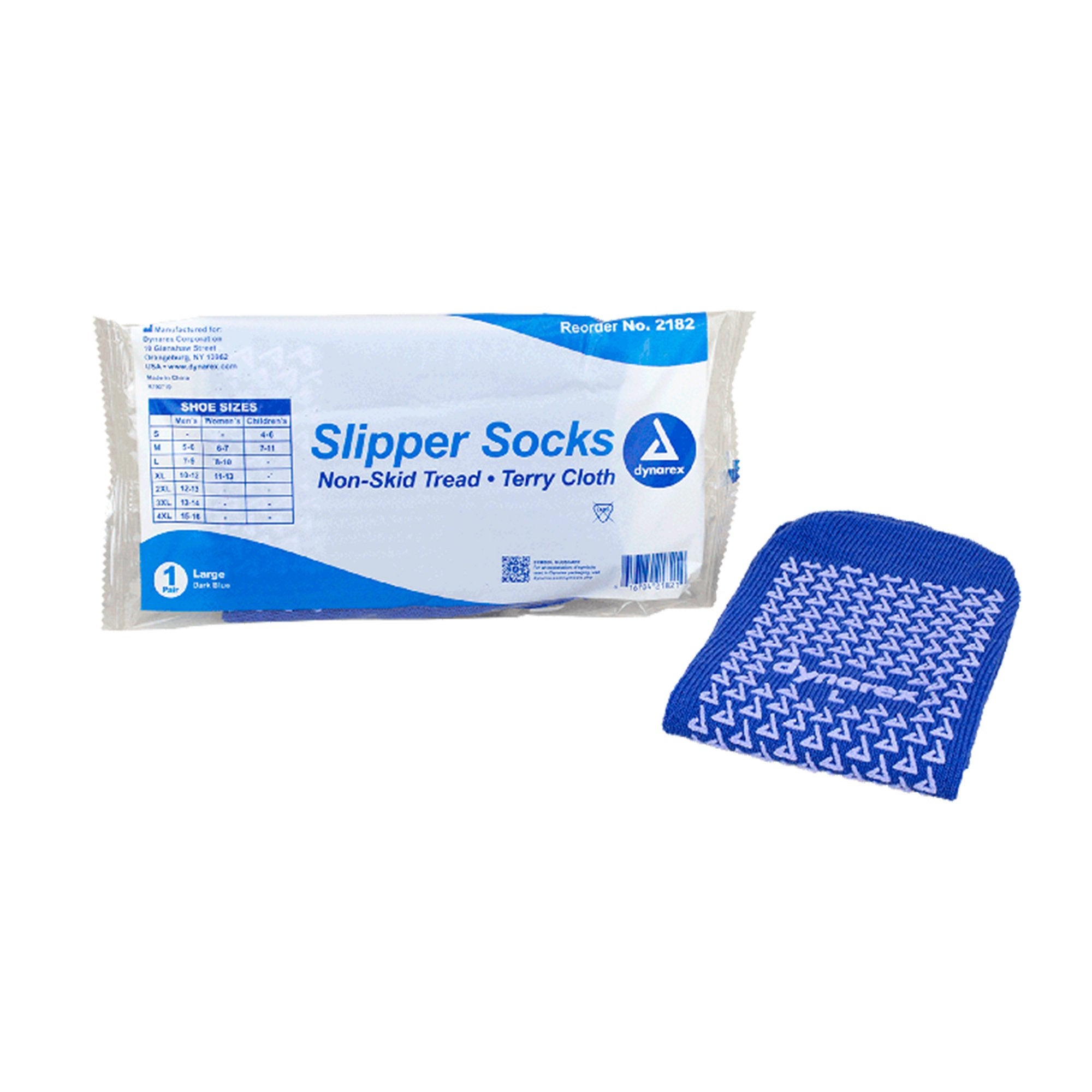 Slipper Socks Dynarex Unisex Adult Large Single Tread Single Patient Use Blue, Packaging Type- Case