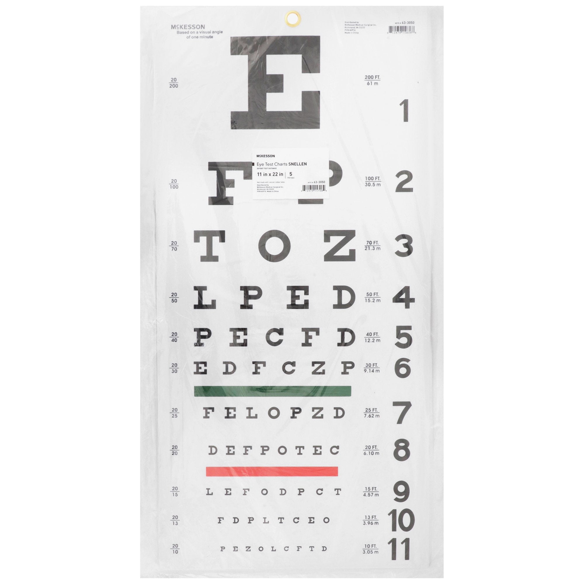 Eye Chart McKesson 20 Foot Distance Acuity Test, Packaging Type- Each