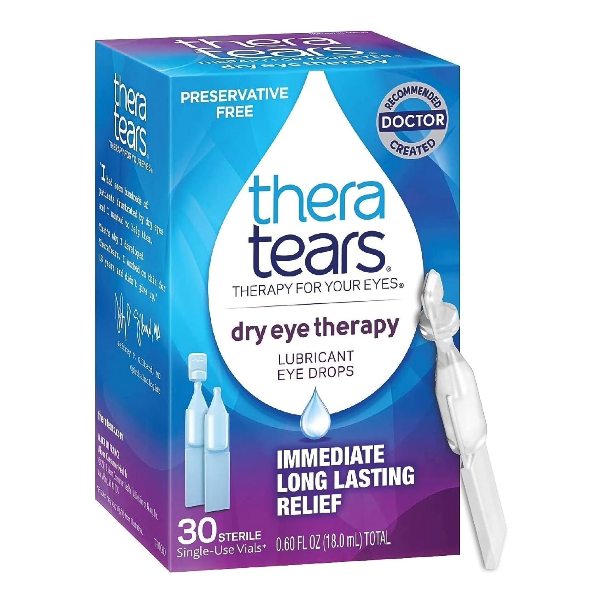 Eye Lubricant TheraTears dry eye therapy 30 per Box Eye Drops, Packaging Type- Box