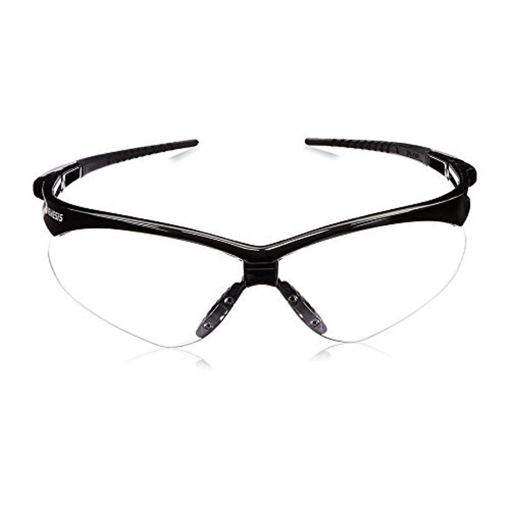 Safety Glasses Jackson Safety Nemesis Wraparound Clear Tint Polycarbonate Lens Black Frame Over Ear One Size Fits Most