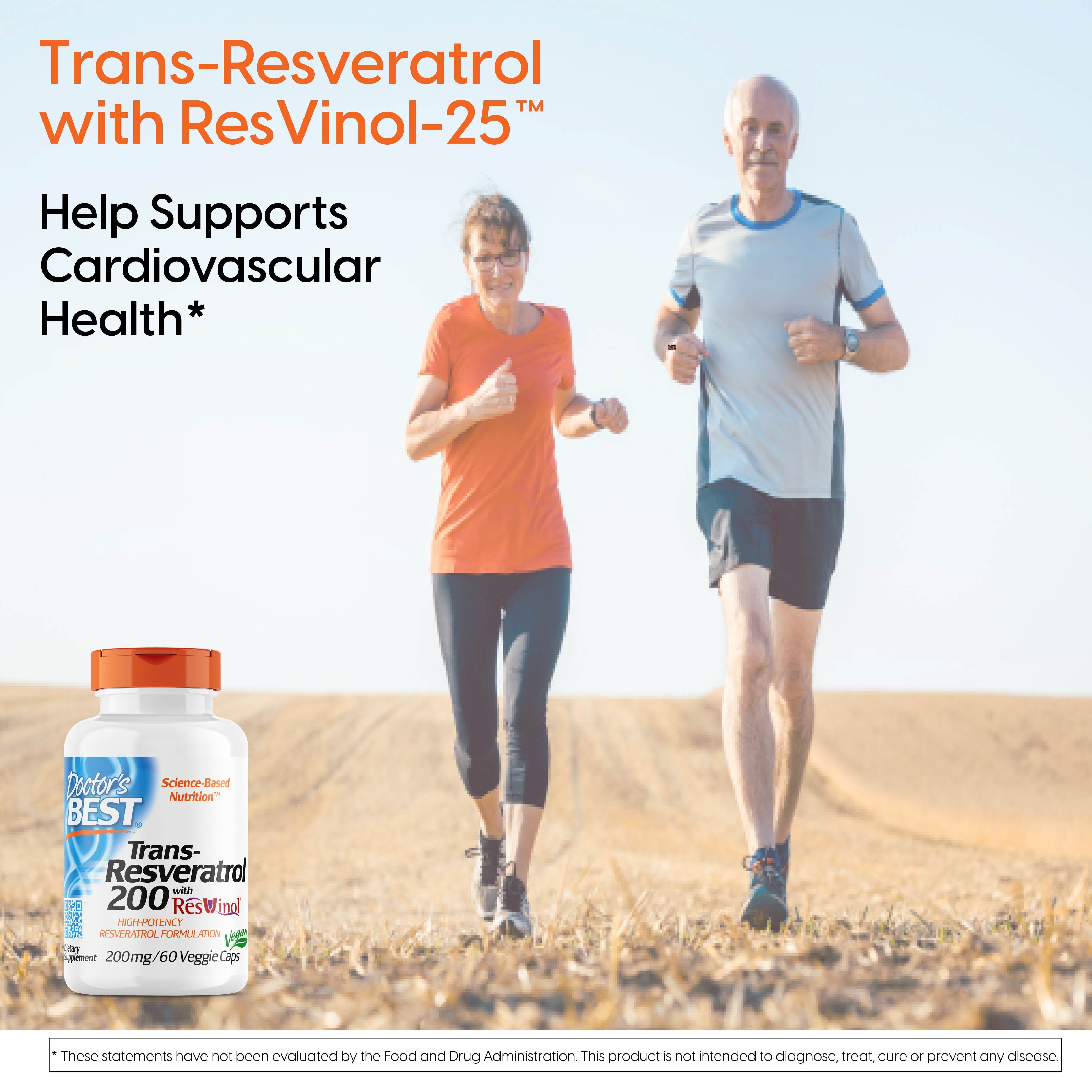 Trans-Resveratrol with Resvinol, Non-Gmo, Vegan, Gluten Free, Soy Free, 200 Mg, 60 Veggie Caps