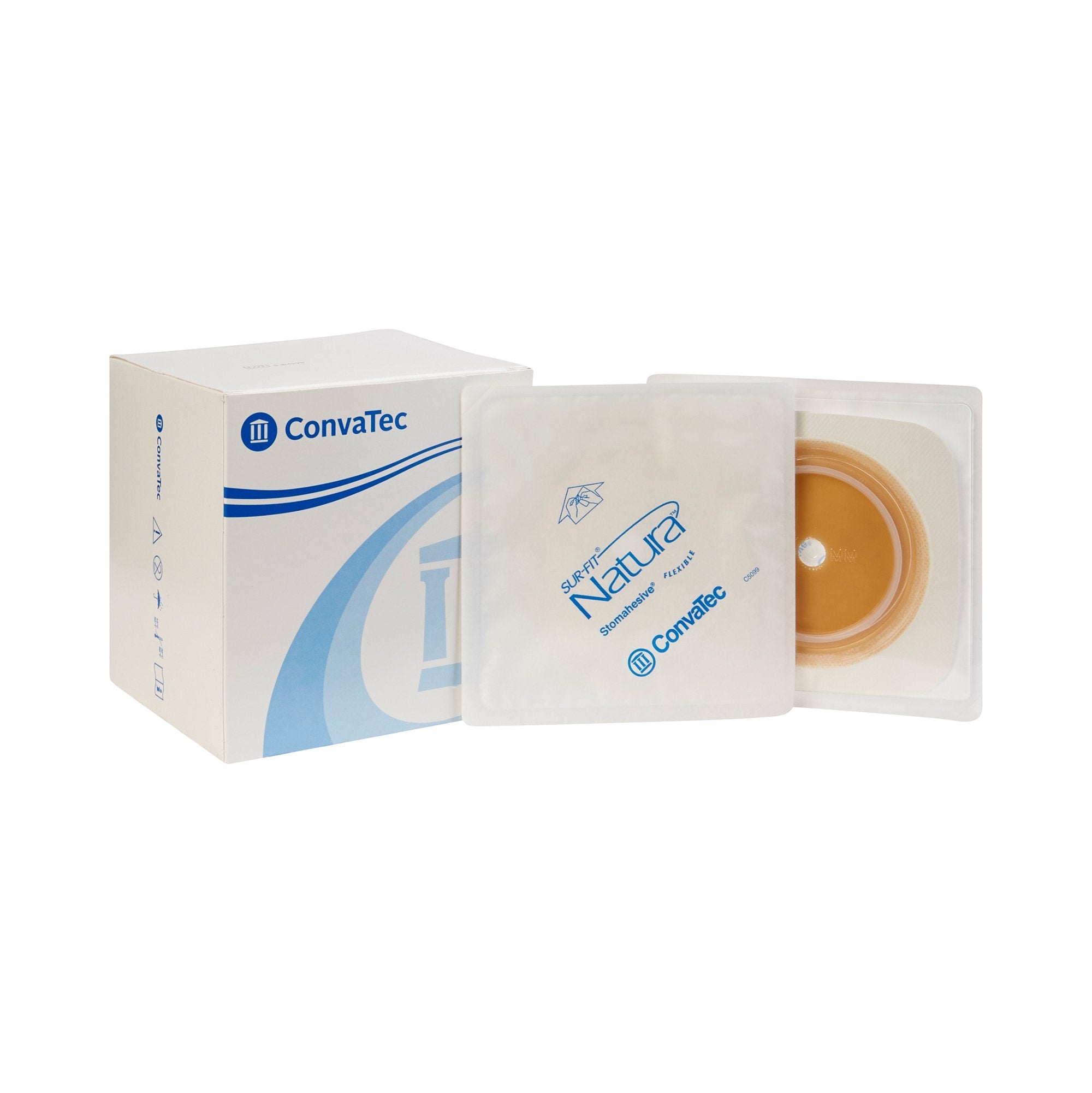Ostomy Barrier Sur-Fit Natura Trim to Fit, Standard Wear Stomahesive Adhesive 70 mm Flange Sur-Fit Natura System Hydrocolloid 1-7/8 to 2-1/2 Inch Opening 5 X 5 Inch