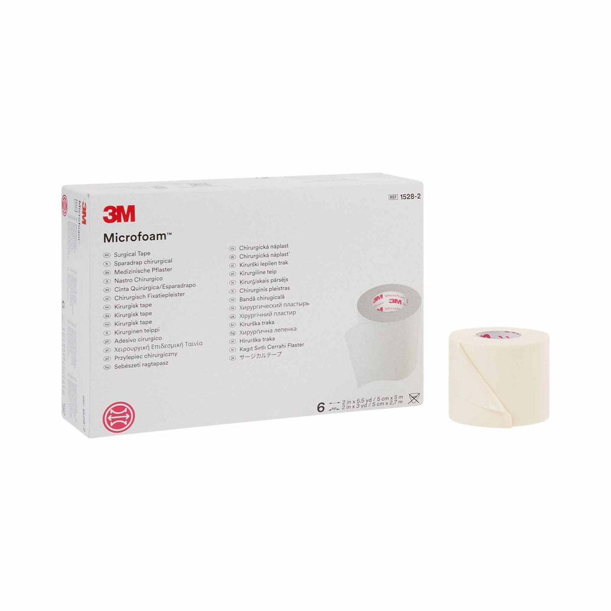 Medical Tape 3M Microfoam White 1 Inch X 5-1/2 Yard Elastic / Foam NonSterile | 12/Box - 2 inch x 5-1/2 yd (Box)