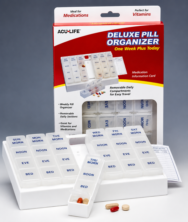 Deluxe Pill Organizer W/28 Com One Week Plus Today