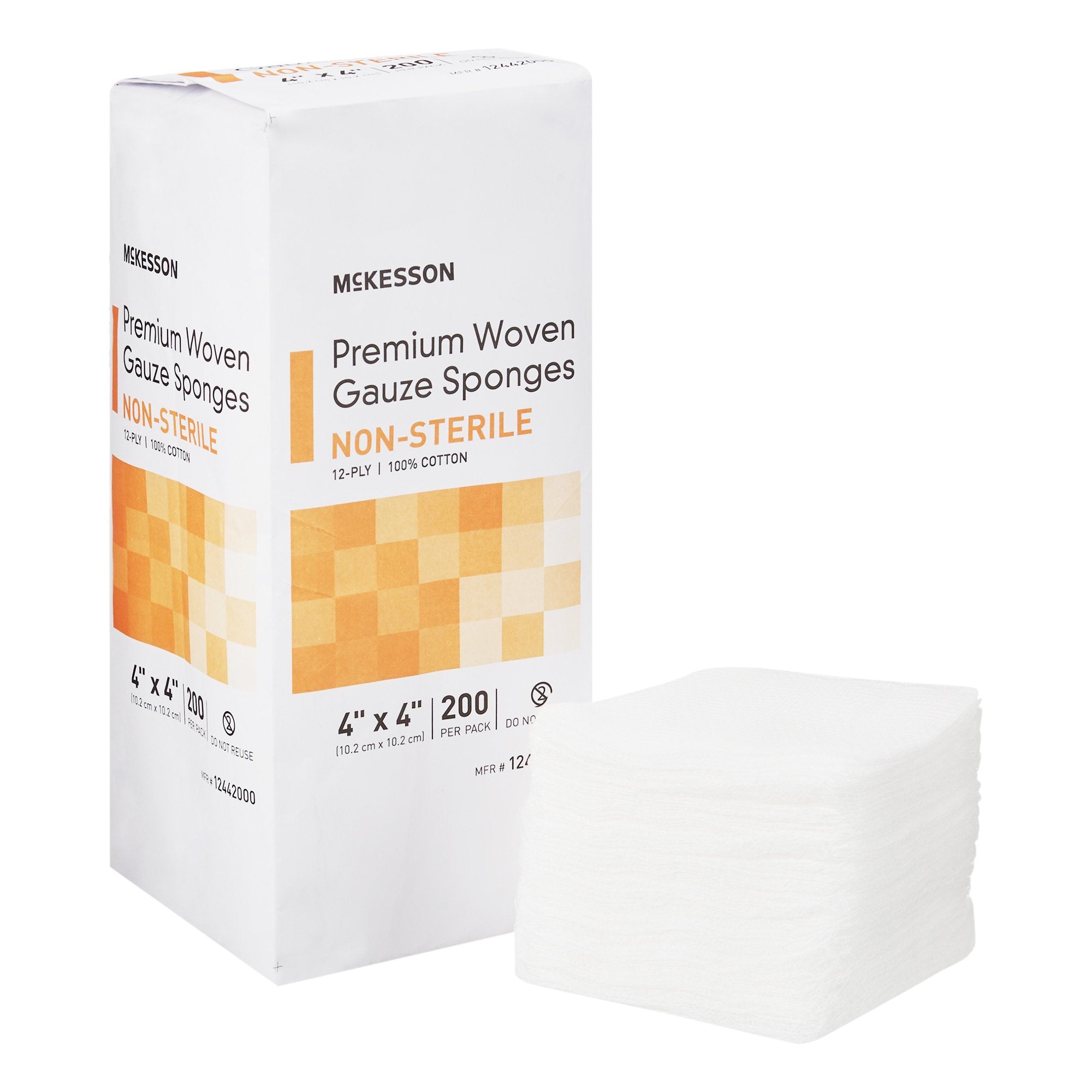 Gauze Sponge McKesson 4 X 4 Inch 12-Ply NonSterile 200 per Pack, Packaging Type- Case