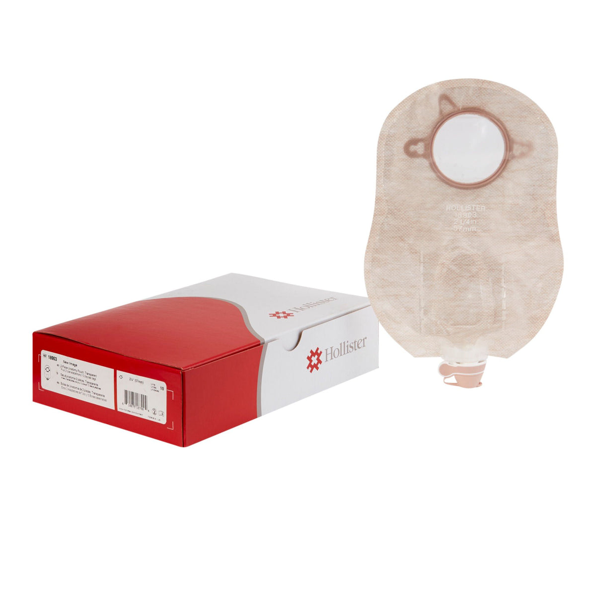 Urostomy Pouch New Image Two-Piece System 9 Inch Length  Stoma Drainable | 10/Box - 2-1/4 inch (Red)
