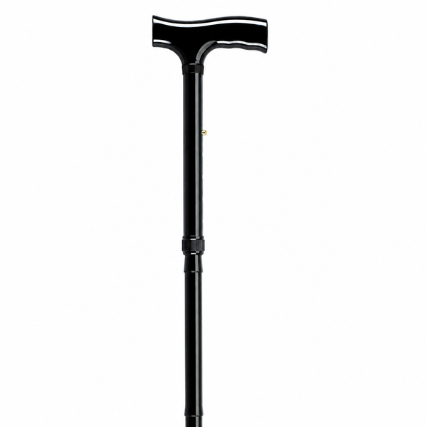 Folding Cane Pistol Grip  Adj. Black Floral  33  - 37