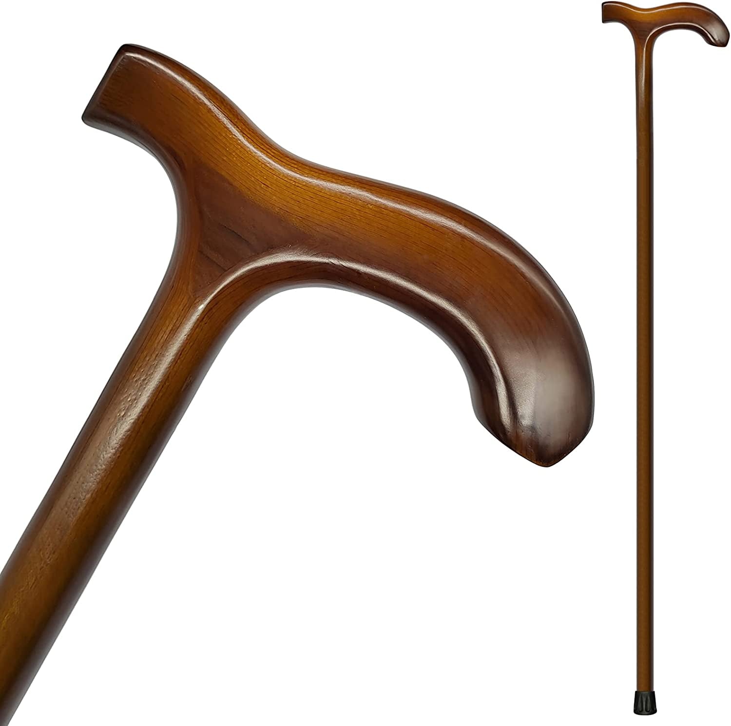 Wooden Walking Cane for Men and Women, One-Piece Wood Cane, 36 Inch Wood Walking Stick for Men and Women, Ergonomic Wood Cane for Seniors