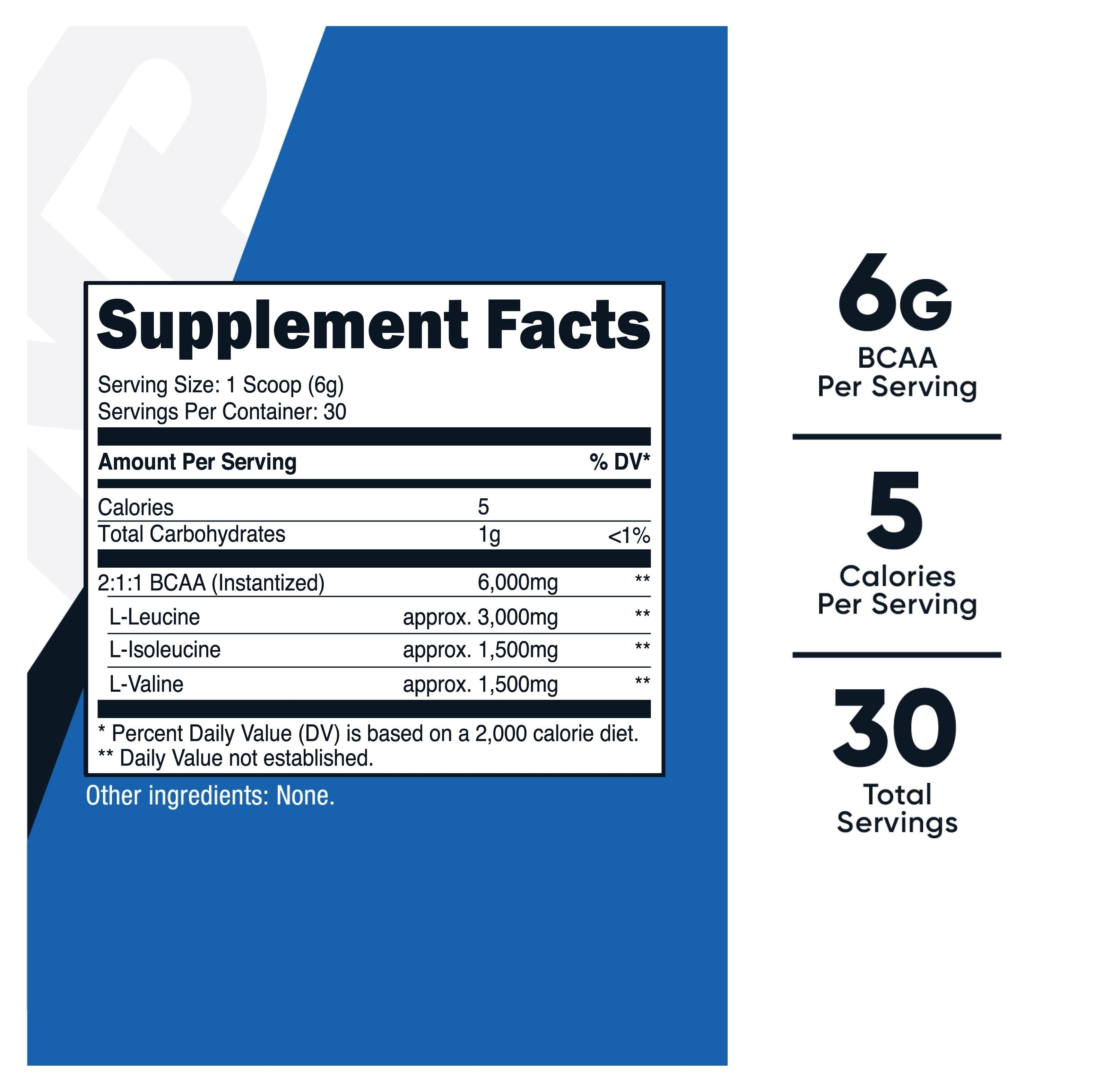 BCAA Powder- 2:1:1 (Unflavored) Supplement 30 Servings