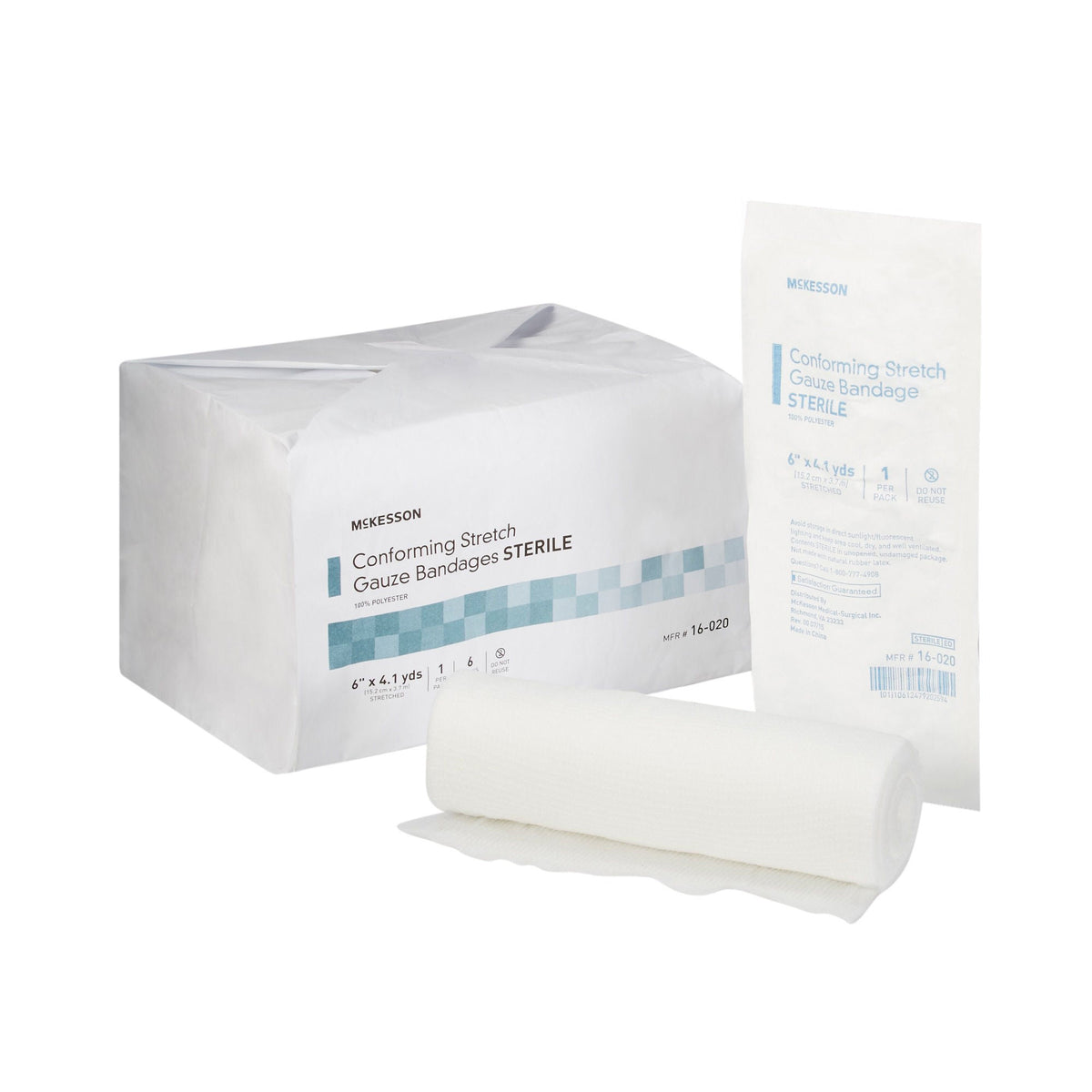 Conforming Bandage McKesson 1 Inch X 1-7/10 Yard Sterile 1 per Pack 6 Inch X 4-1/10 Yard · Case of 48