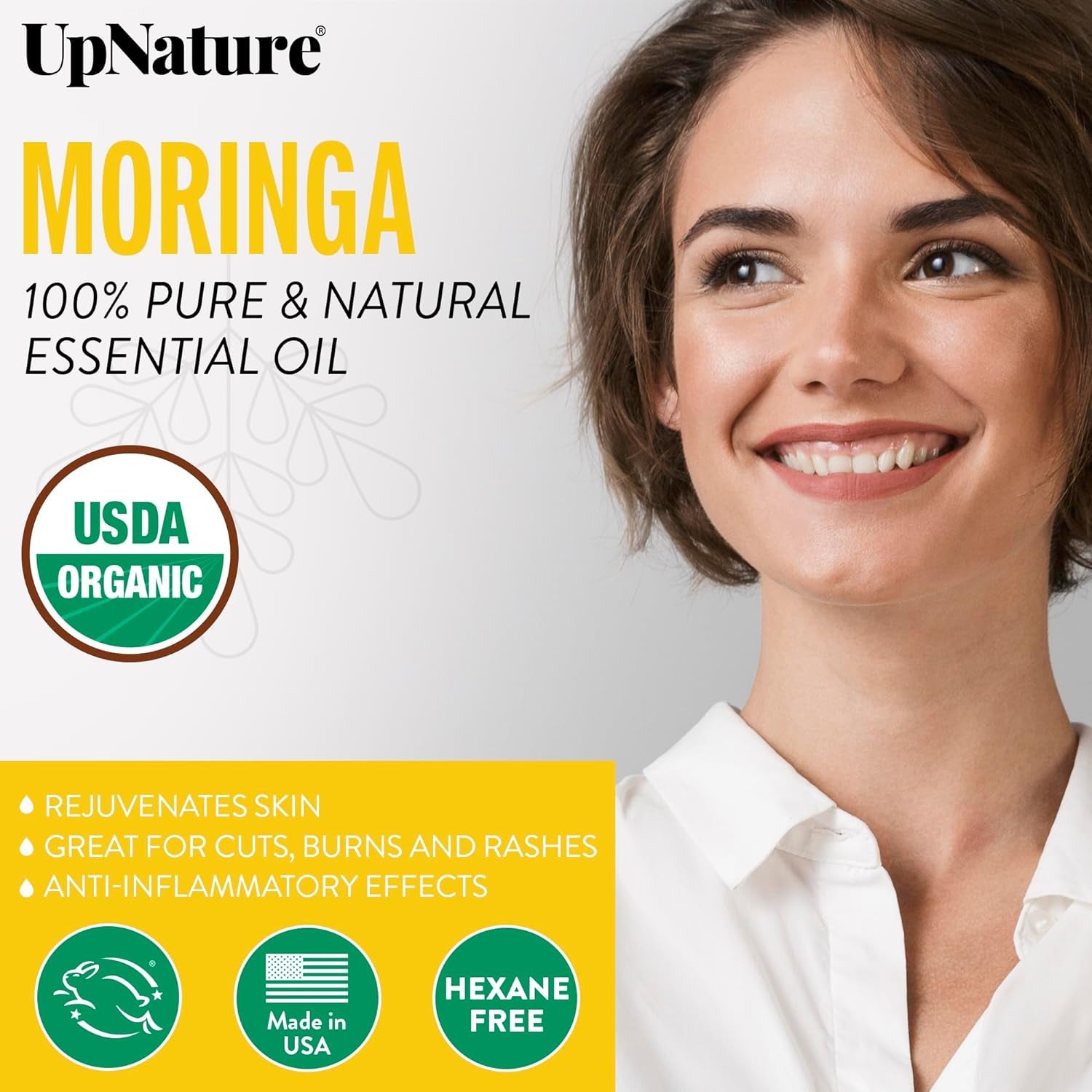 Moringa Oil Organic 4 OZ – USDA Certified Organic Moringa Seeds Oil - Moringa Oil for Face, Moringa Oleifera for Hair Growth - Therapeutic Grade, Undiluted, Non-Gmo