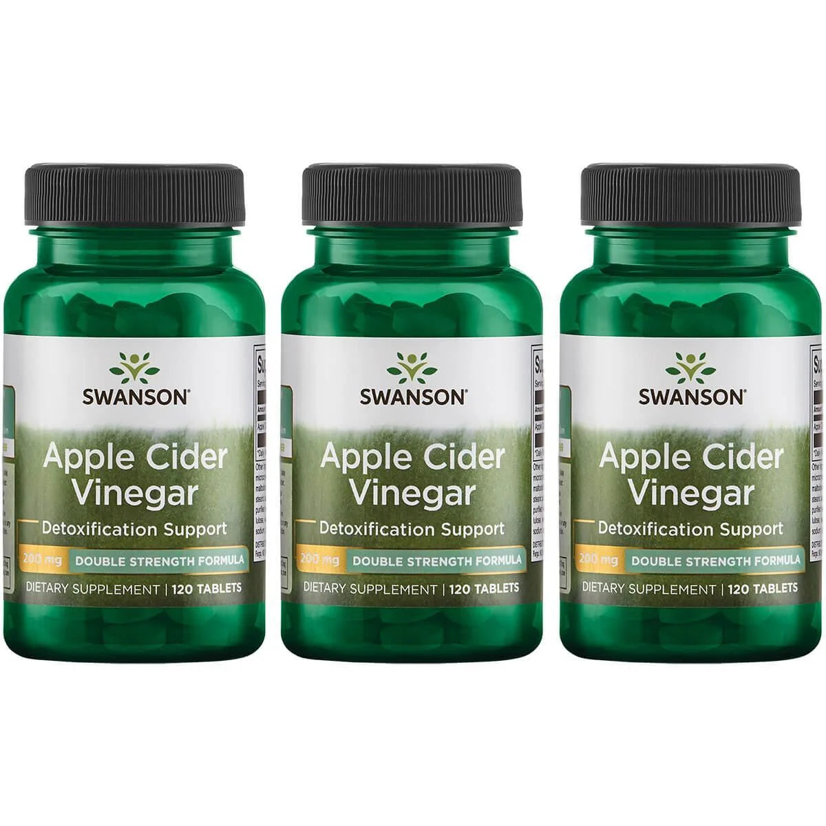 Apple Cider Vinegar - Double Strength 200 Mg 120 Tabs 3 Pack