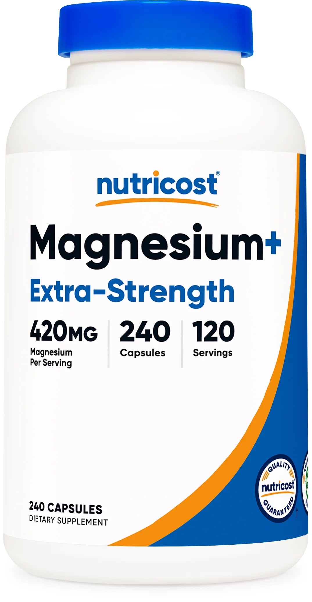 Magnesium+ Extra Strength 420Mg, 240 Capsules   120 Servings. Magnesium Glycinate, Oxide   Non Gmo, Gluten Free, Vegan Friendly