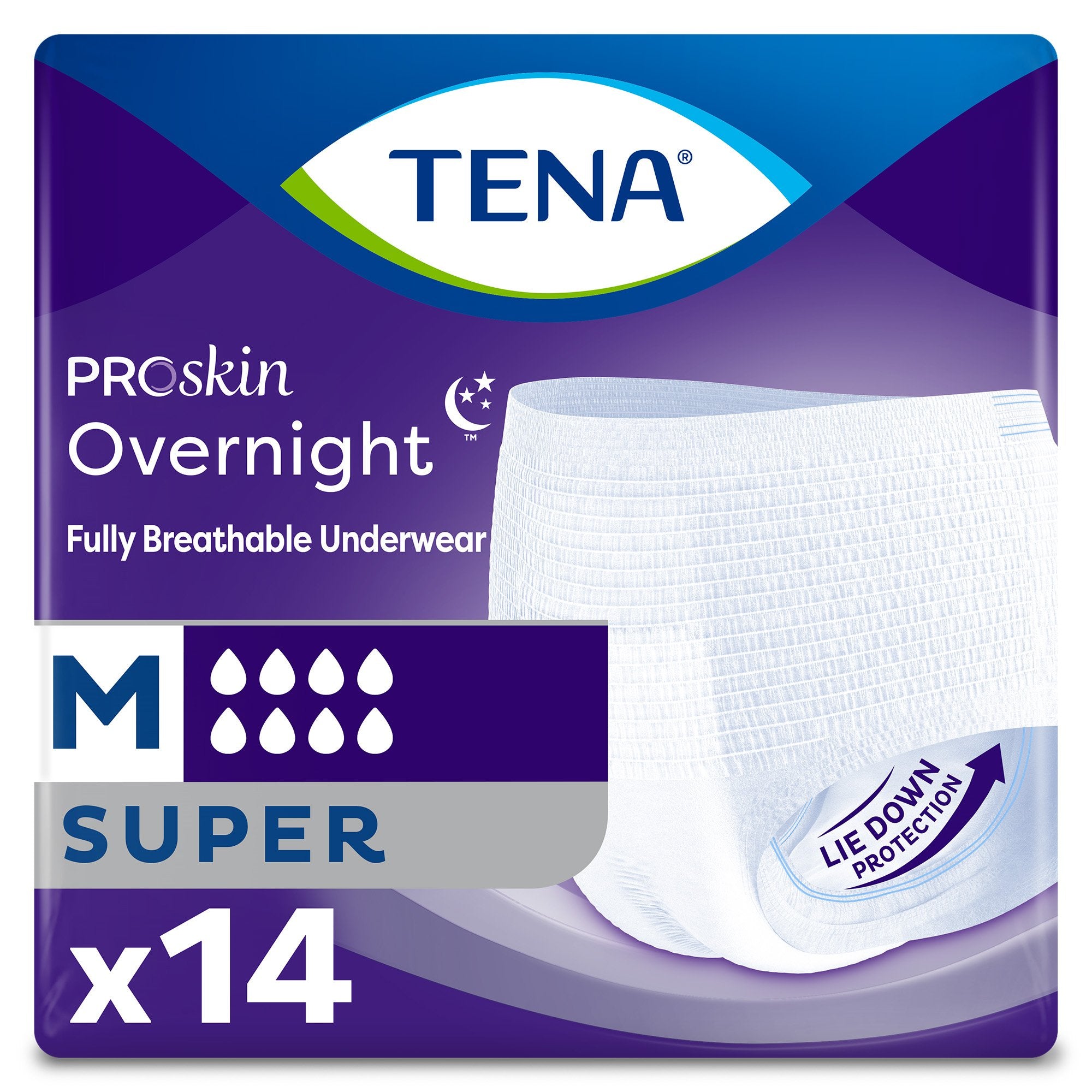 Unisex Adult Absorbent Underwear TENA ProSkin Overnight Super Pull On with Tear Away Seams Medium Disposable Heavy Absorbency, Packaging Type- Case