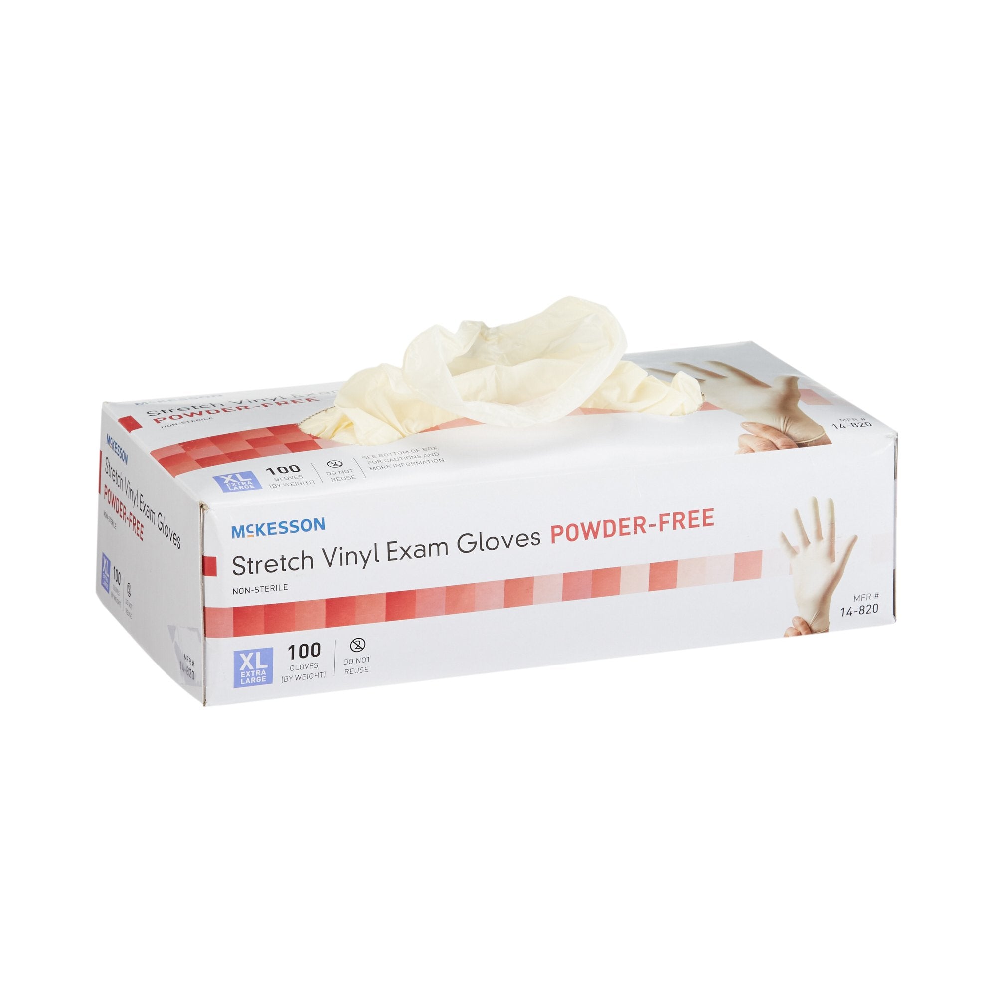 Exam Glove McKesson X-Large NonSterile Stretch Vinyl Standard Cuff Length Smooth Ivory Not Rated, Packaging Type- Case