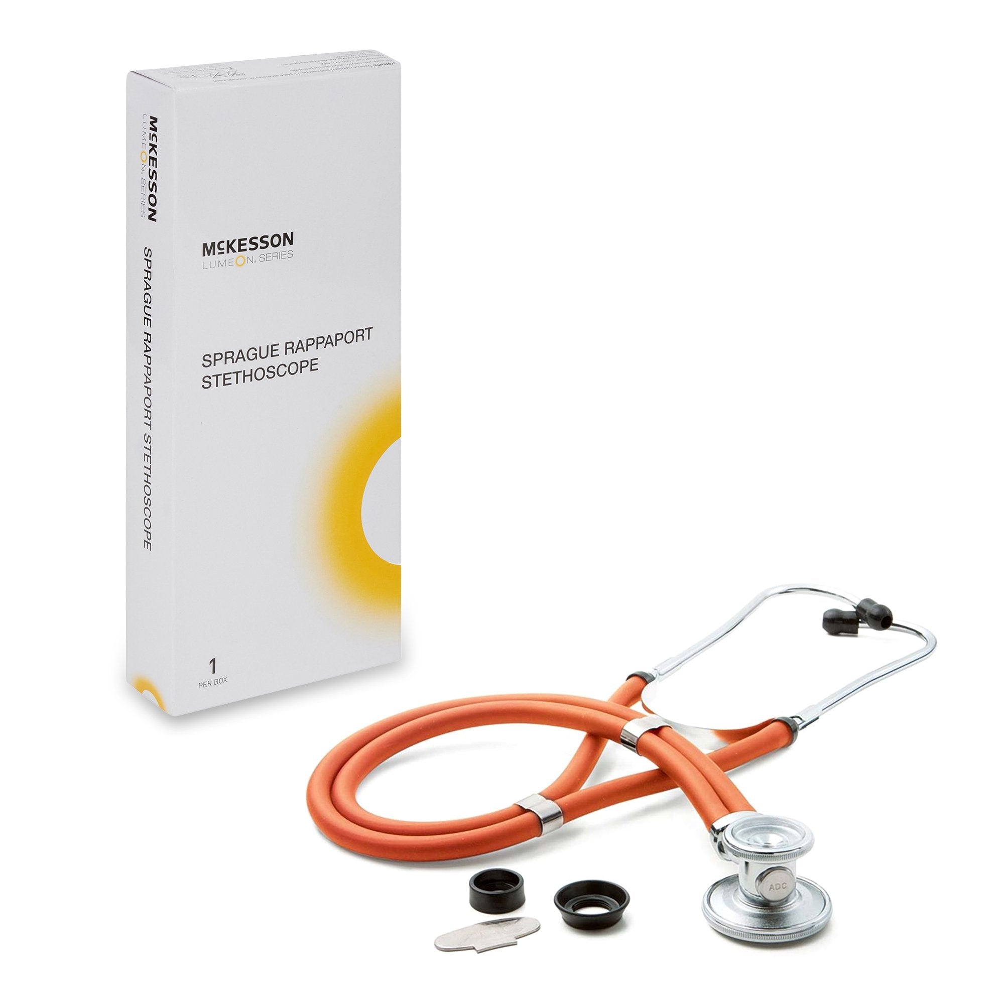 Sprague Stethoscope McKesson Orange 2-Tube 22 Inch Tube Double Sided Chestpiece, Packaging Type- Each