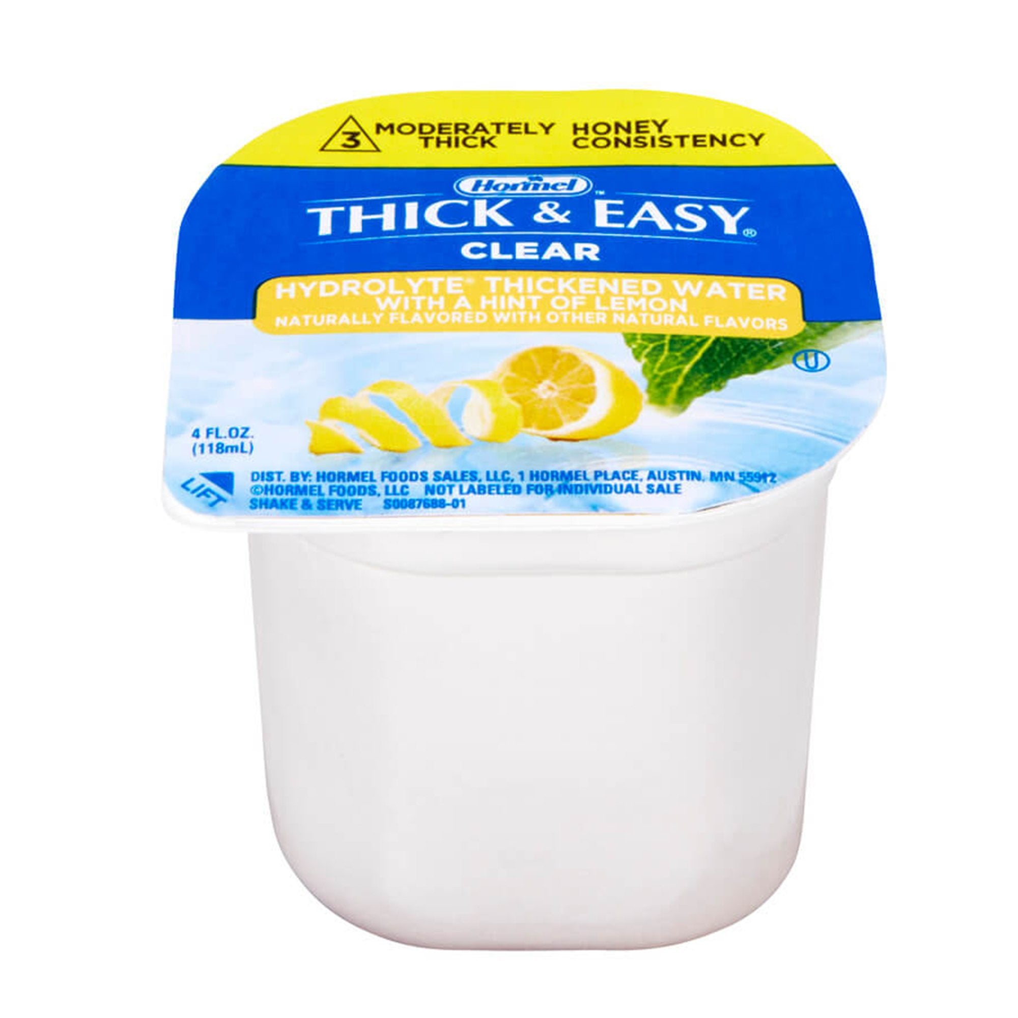 Thickened Water Thick & Easy Hydrolyte 4 oz. Portion Cup Lemon Flavor Liquid IDDSI Level 3 Moderately Thick/Liquidized, Packaging Type- Case