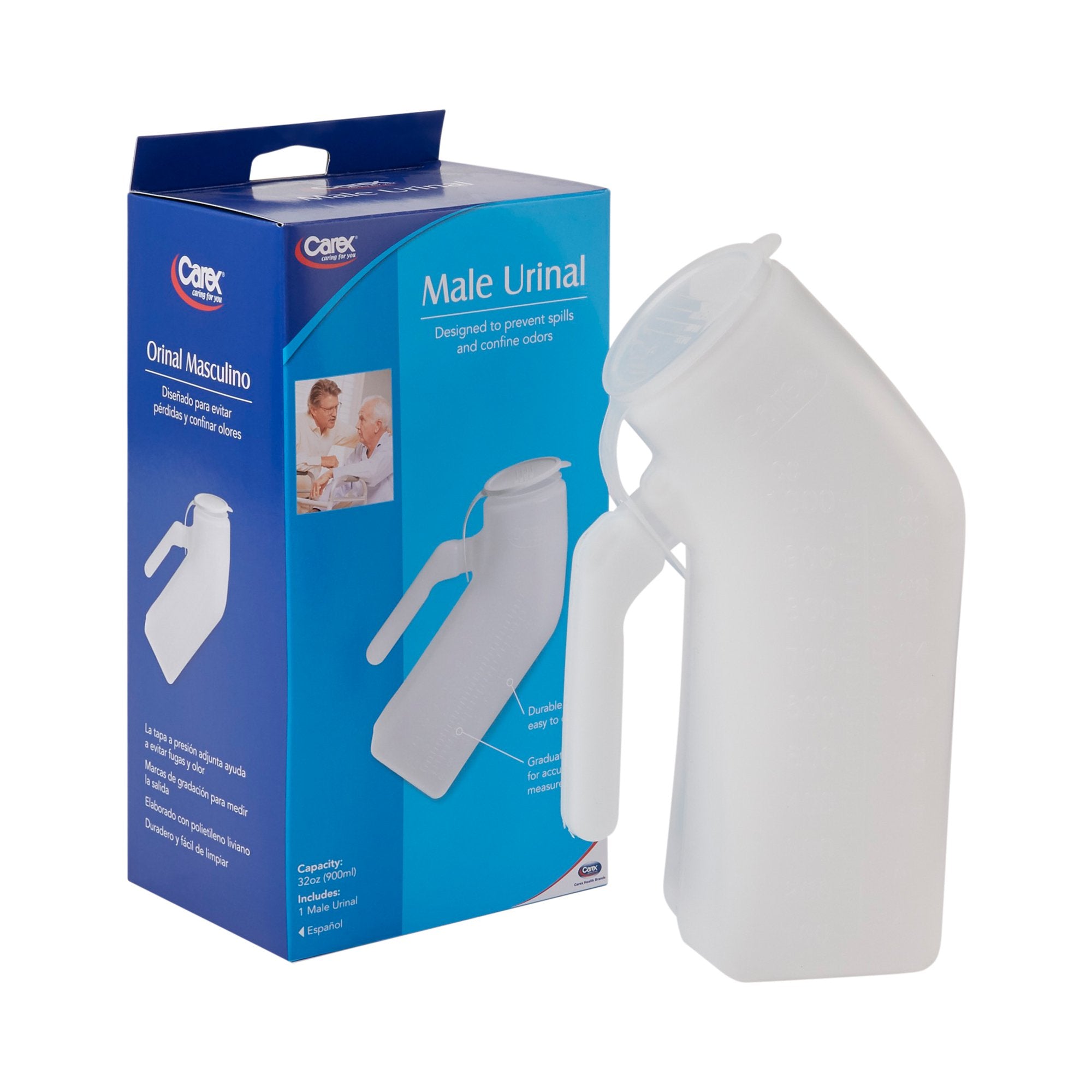 Male Urinal Carex 32 oz. / 946 mL With Closure Single Patient Use