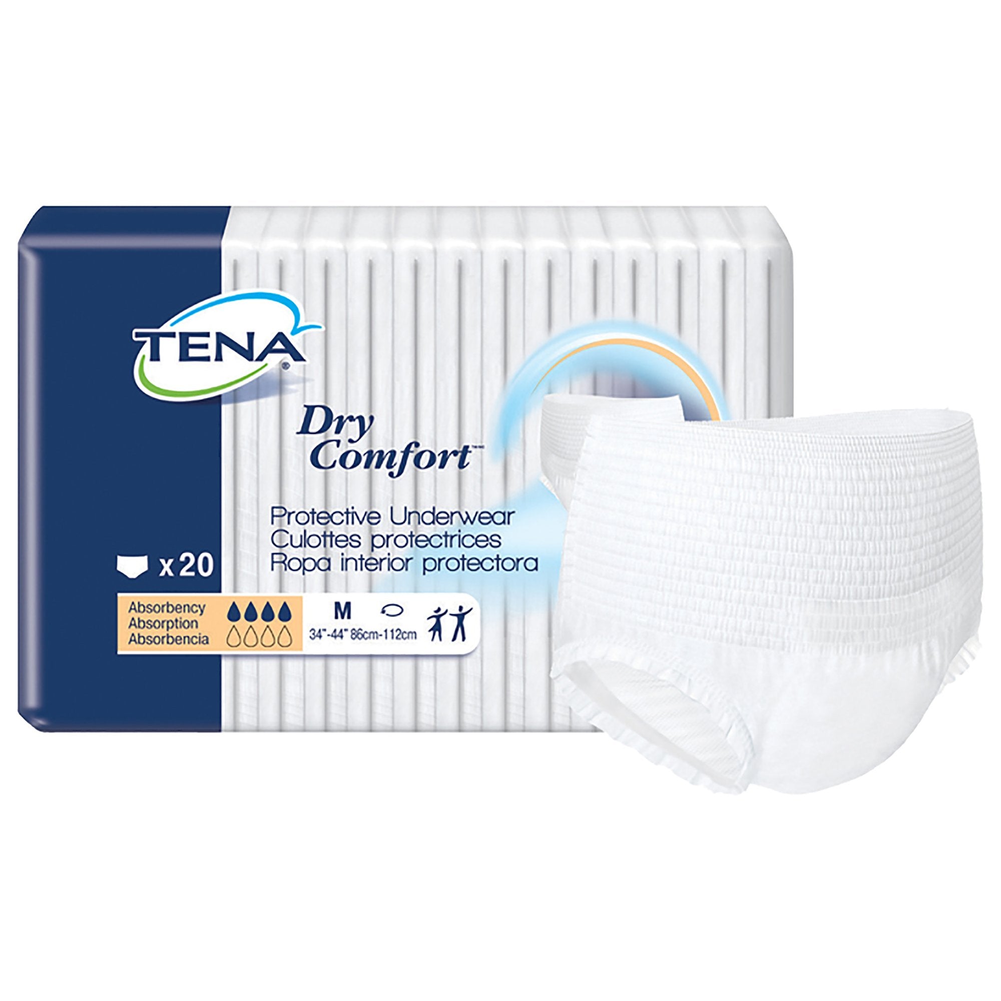 Unisex Adult Absorbent Underwear TENA Dry Comfort Pull On with Tear Away Seams Medium Disposable Moderate Absorbency, Packaging Type- Case