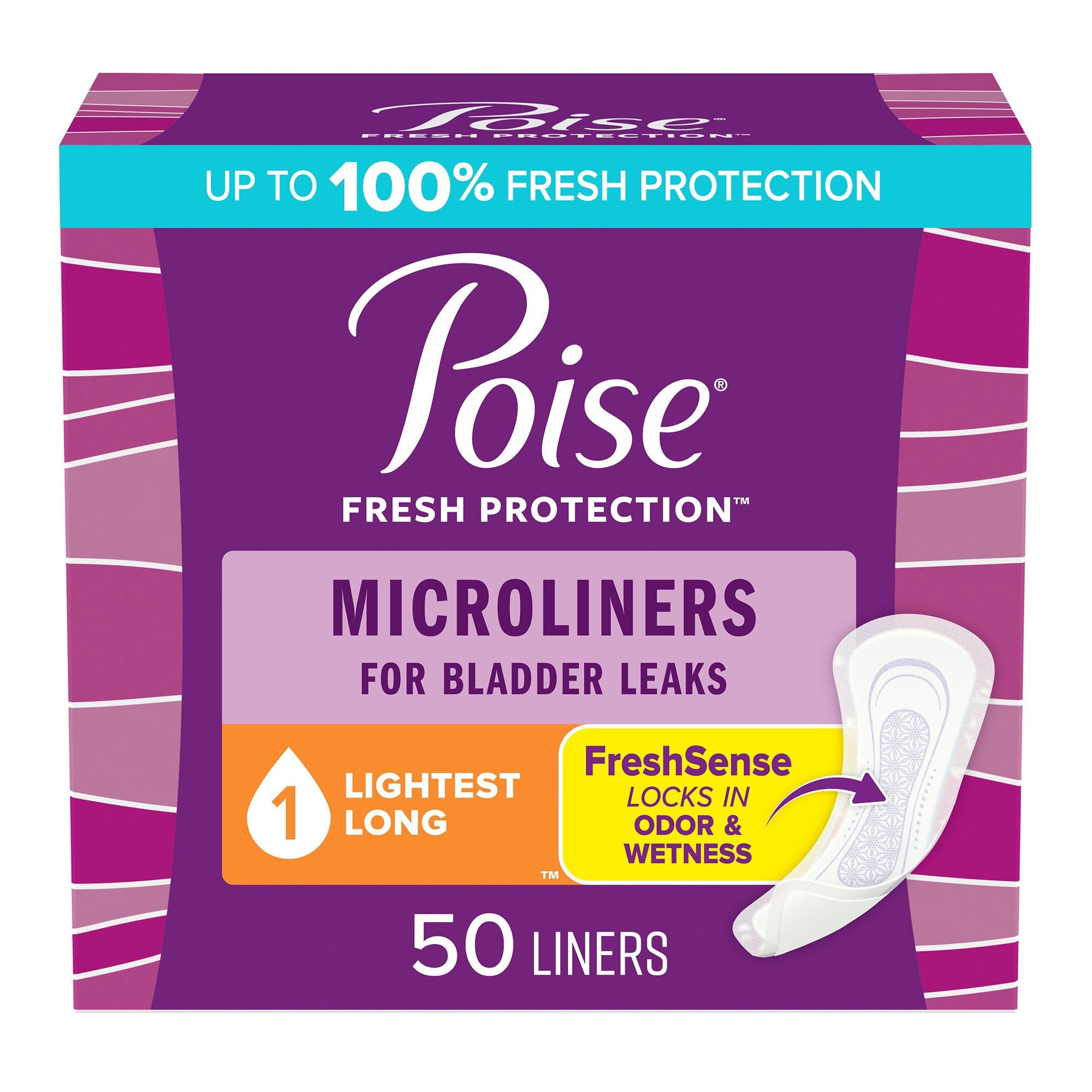 Incontinence Liner Poise Fresh Protection Microliners 6.9 Inch Length Light Absorbency Sodium Polyacrylate Core One Size Fits Most, Packaging Type- Case